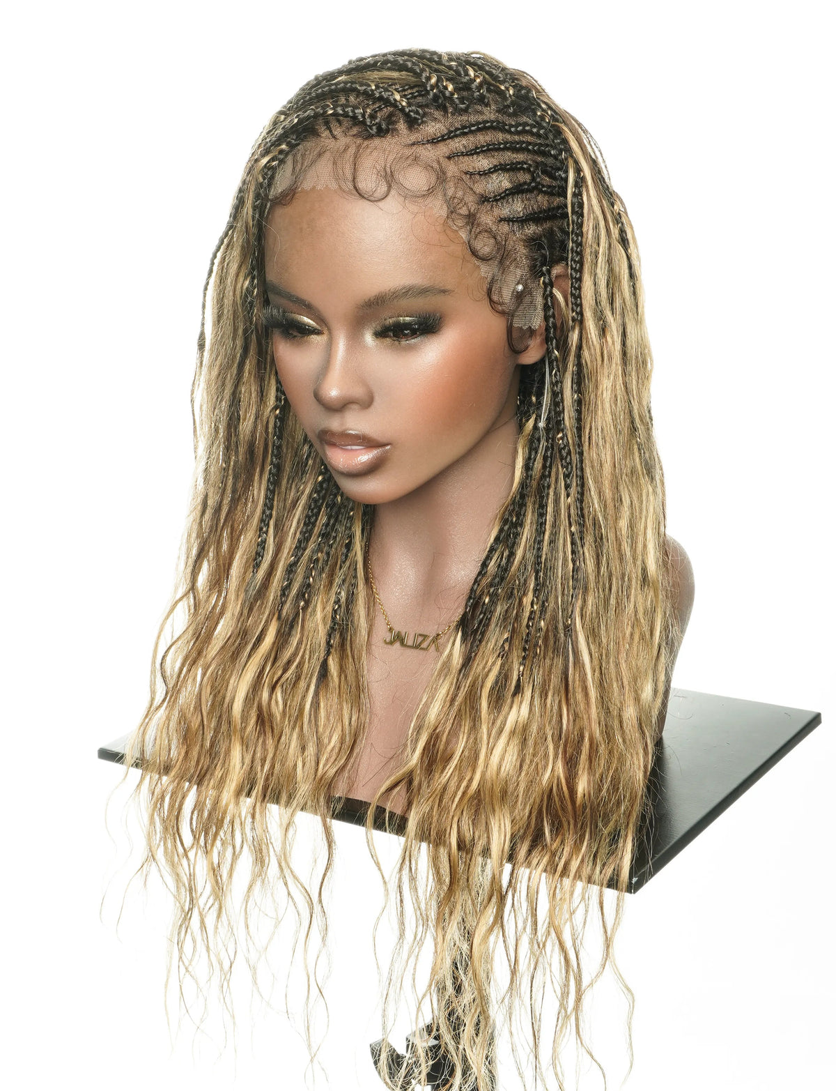 Avery - 24" Body Wave Flip Over Fulani Human Hair Boho Braids With Cornrow Braided Wig