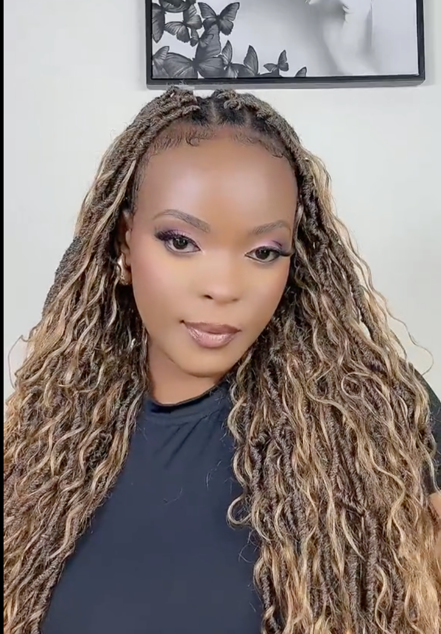 18" Pre Looped Crochet Boho Locs With Human Hair Boho Curls 80 Strands/Pack (5 boho curls)