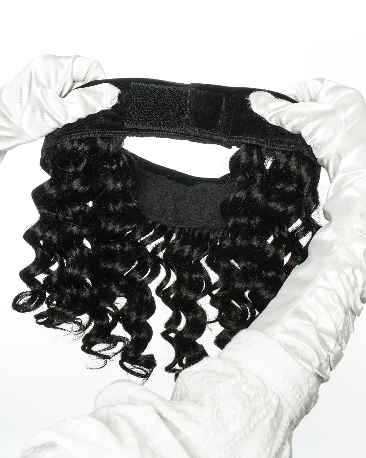 12" Glueless 100% Human Hair Headband Piece With Beanie
