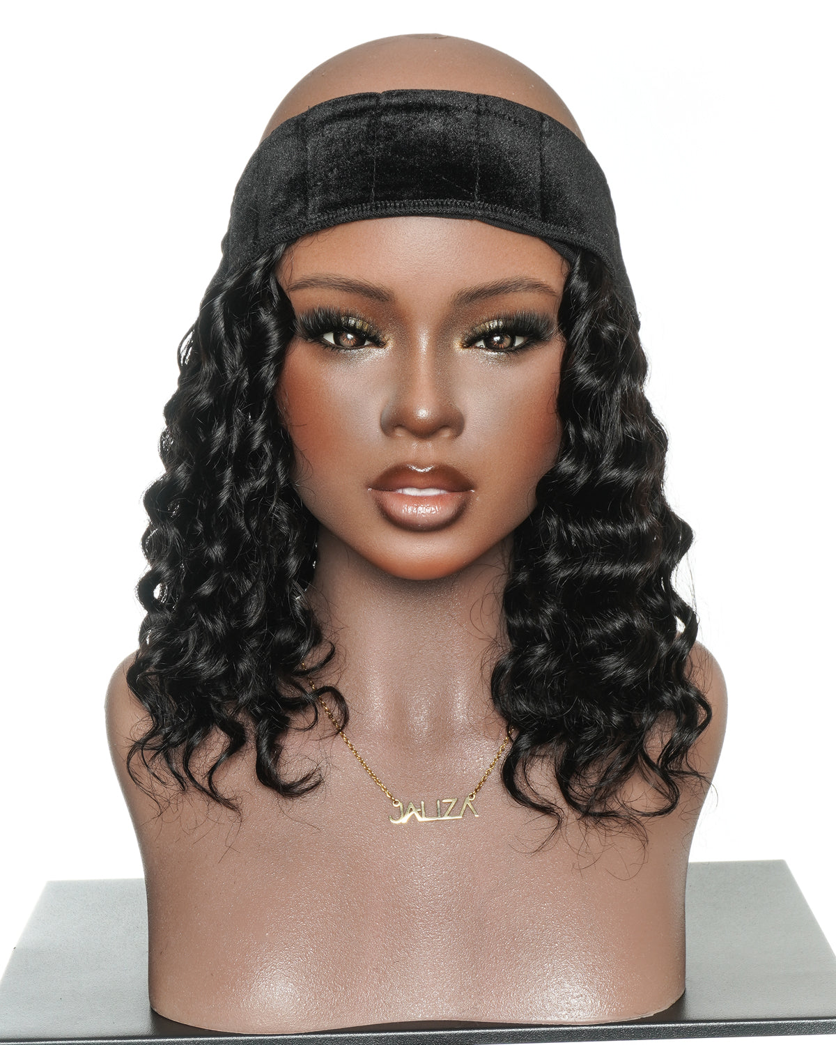 12" Glueless 100% Human Hair Headband Piece With Beanie