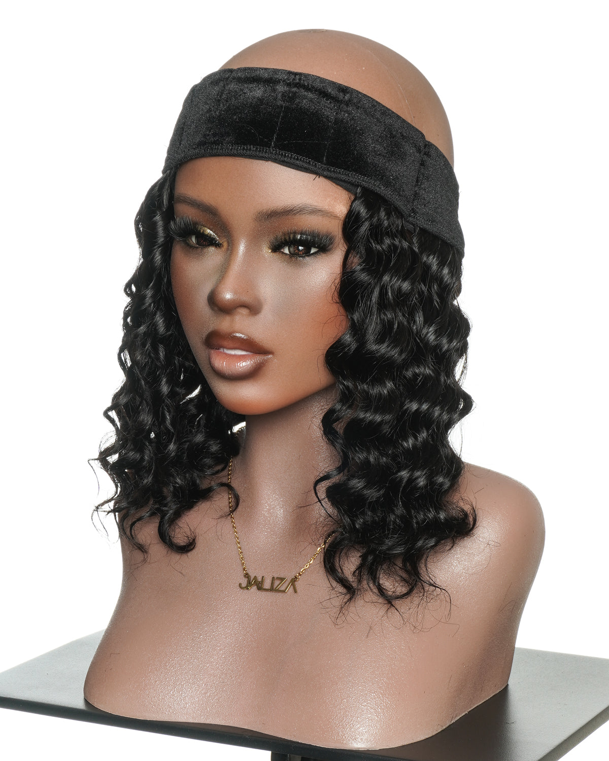12" Glueless 100% Human Hair Headband Piece With Beanie
