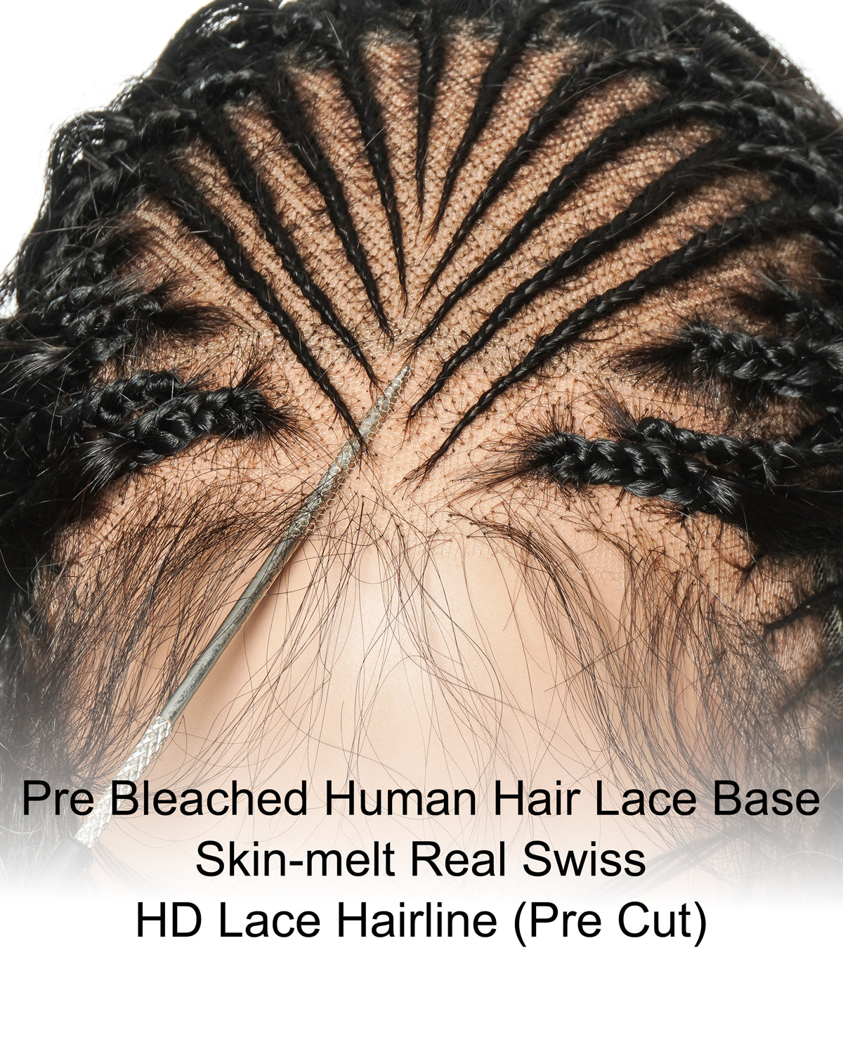 Avery - Fulani 2 Steps Pre Bleached Full lace Cornrow Human Hair Curls Boho Box Braided Wig