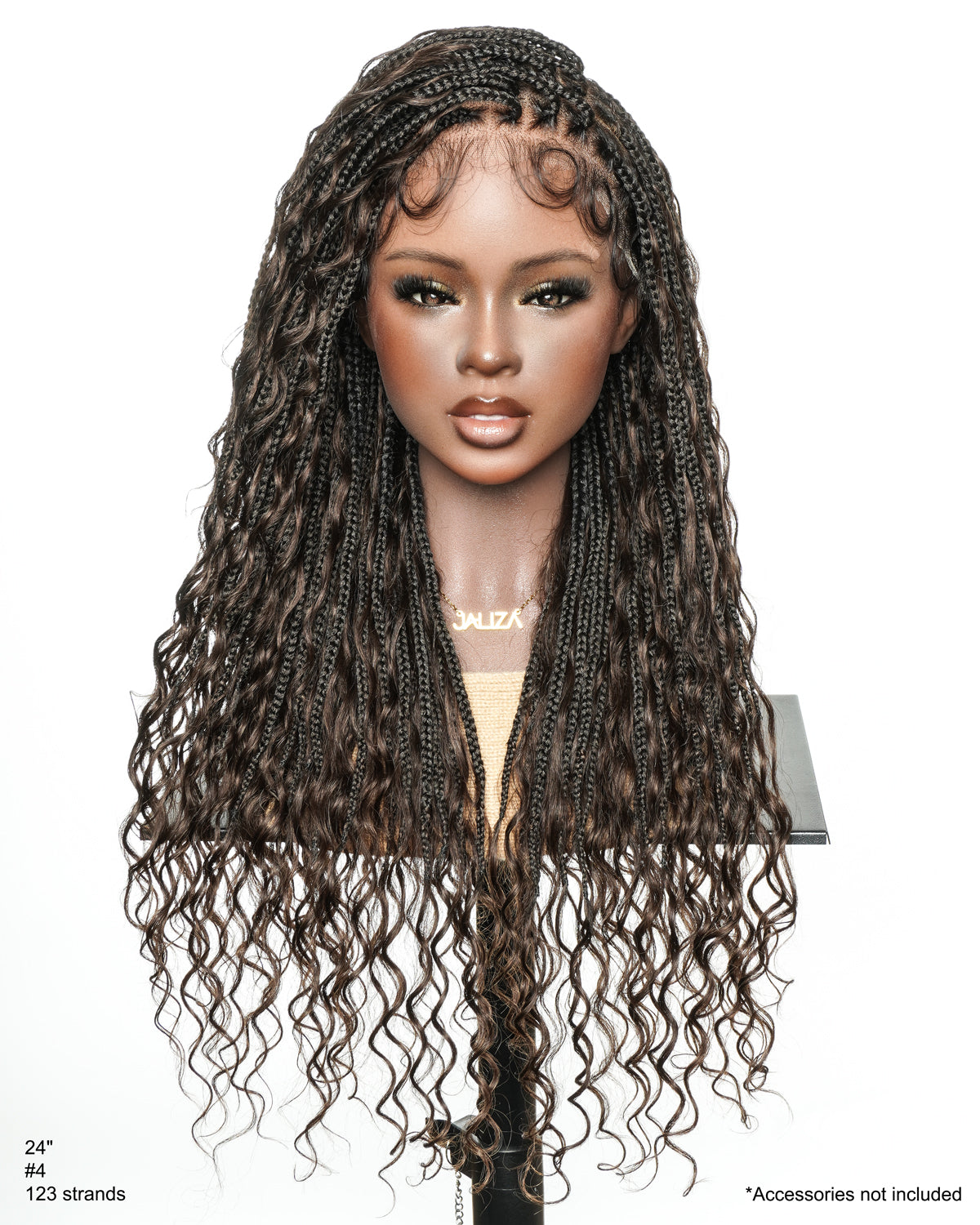 Kiki - 24" Pre Bleached Human Hair Lace Base Swiss HD Full Lace Human Hair Curls Boho Box Braided Wig