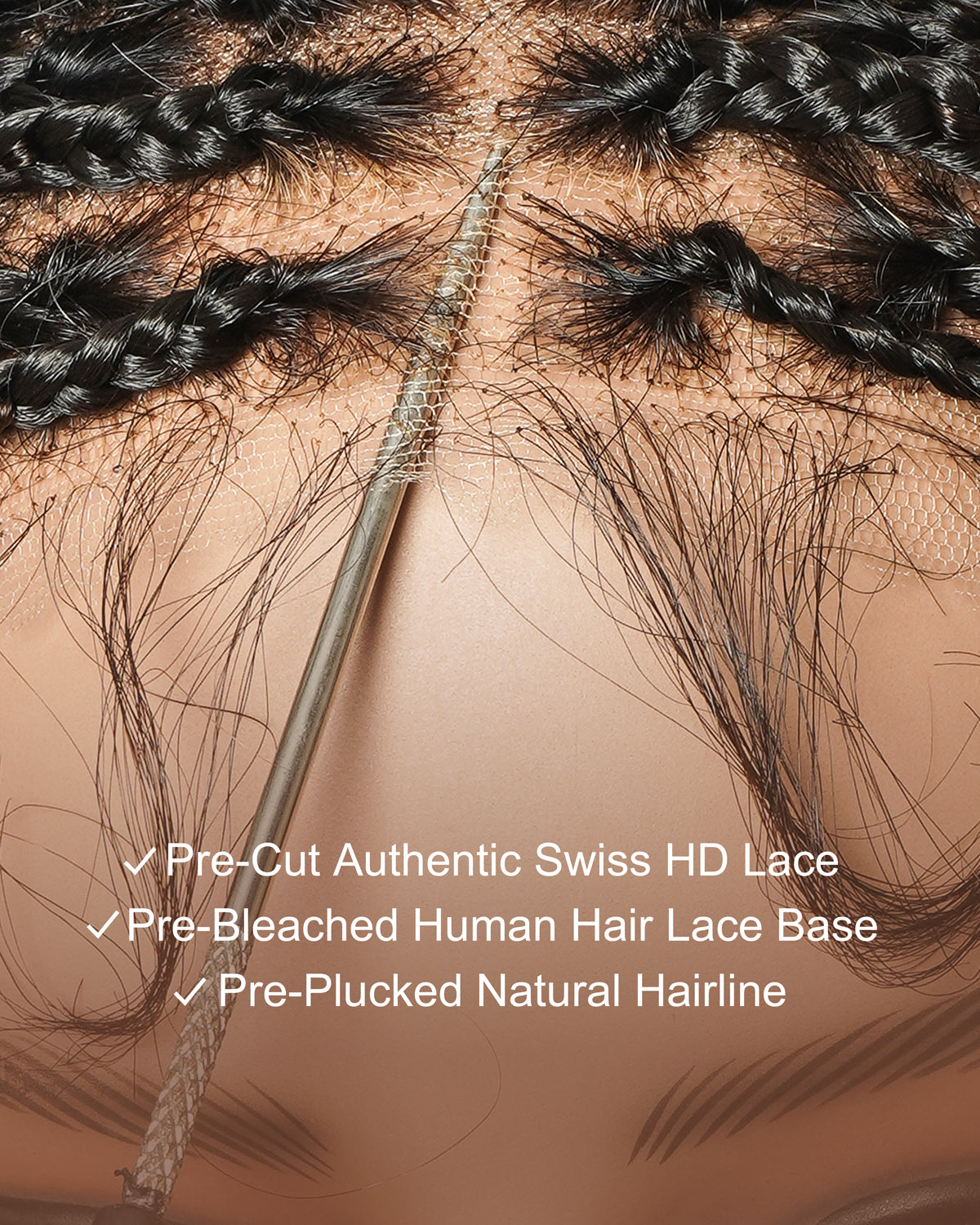 Kiki - 36" Pre Bleached Swiss HD Lace Boho Box Braided Wig