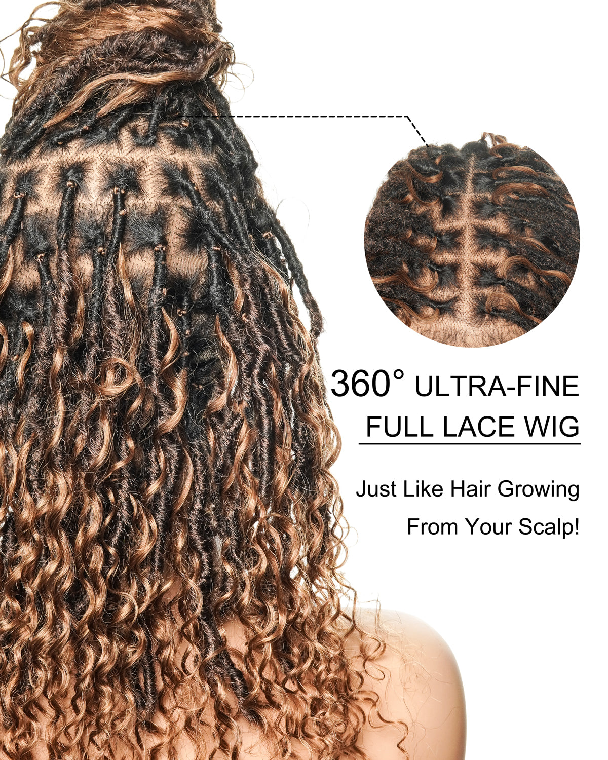 Lola - 16" Pre Bleached Swiss HD Full Lace Boho Locs Wig With Human Hair Boho Curls