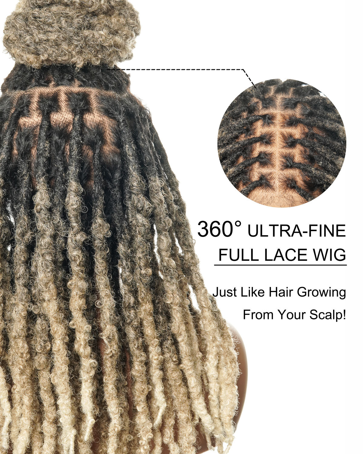 18" Soft And Distressed Faux Locs Pre Bleached Swiss HD Full Lace Wig