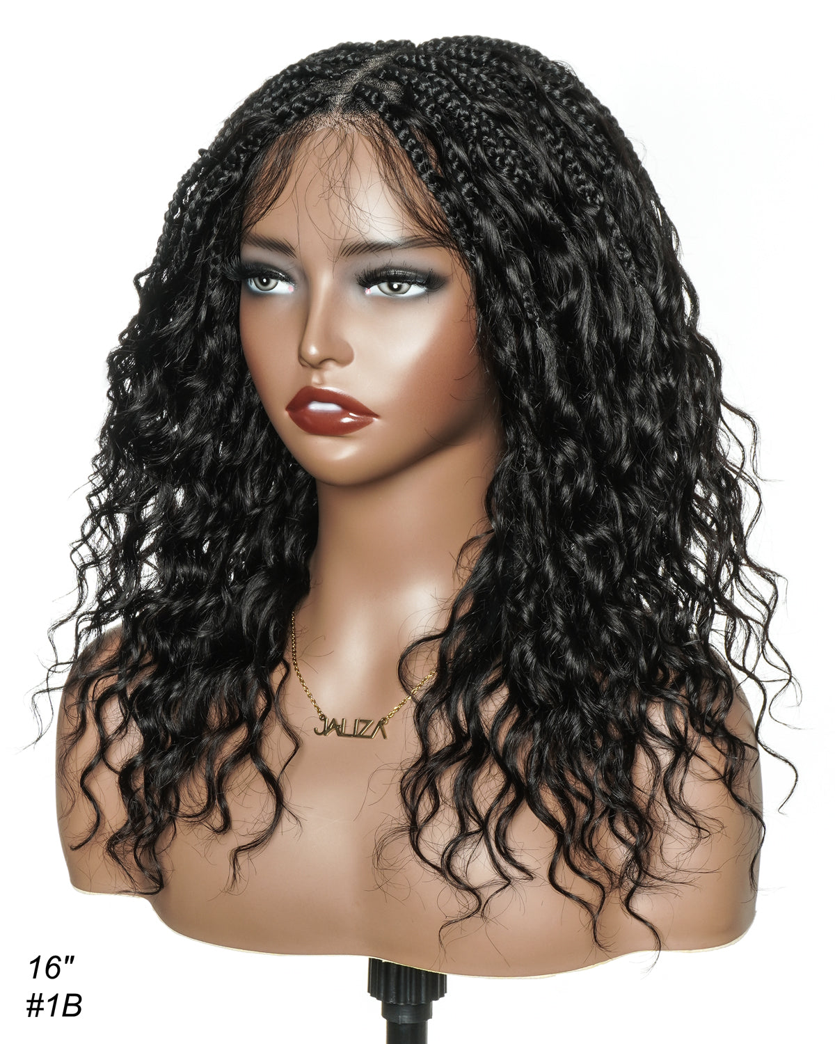 Human Hair Braided Wig Glueless 16" Pre Cut HD Full Elastic Lace Lightweight Ready-To-Go Boho Box Braided Wig