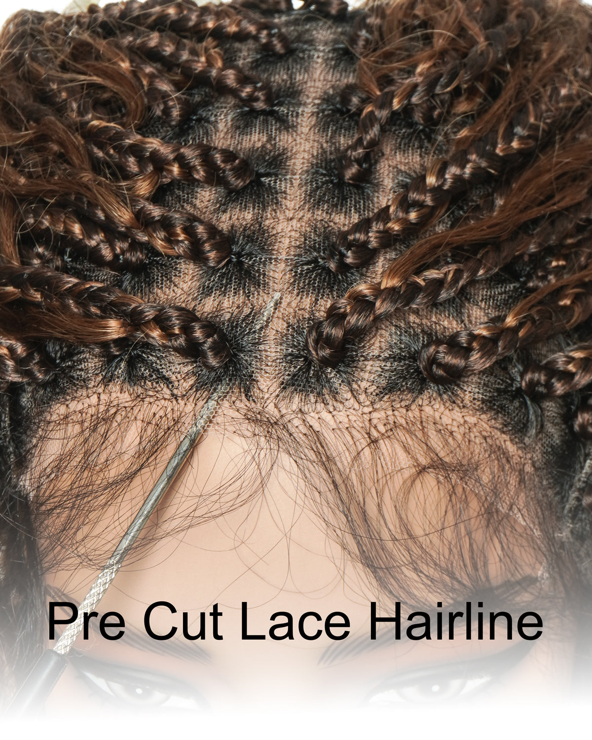 Human Hair Braided Wig Glueless 16" Pre Cut HD Full Elastic Lace Lightweight Ready-To-Go Boho Box Braided Wig
