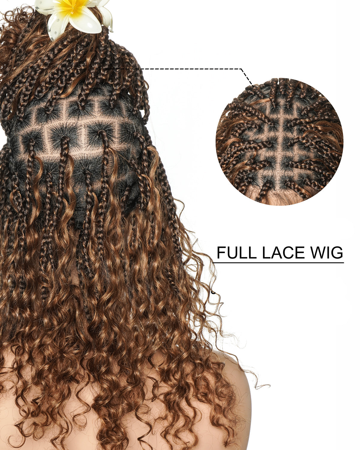 Human Hair Braided Wig Glueless 16" Pre Cut HD Full Elastic Lace Lightweight Ready-To-Go Boho Box Braided Wig