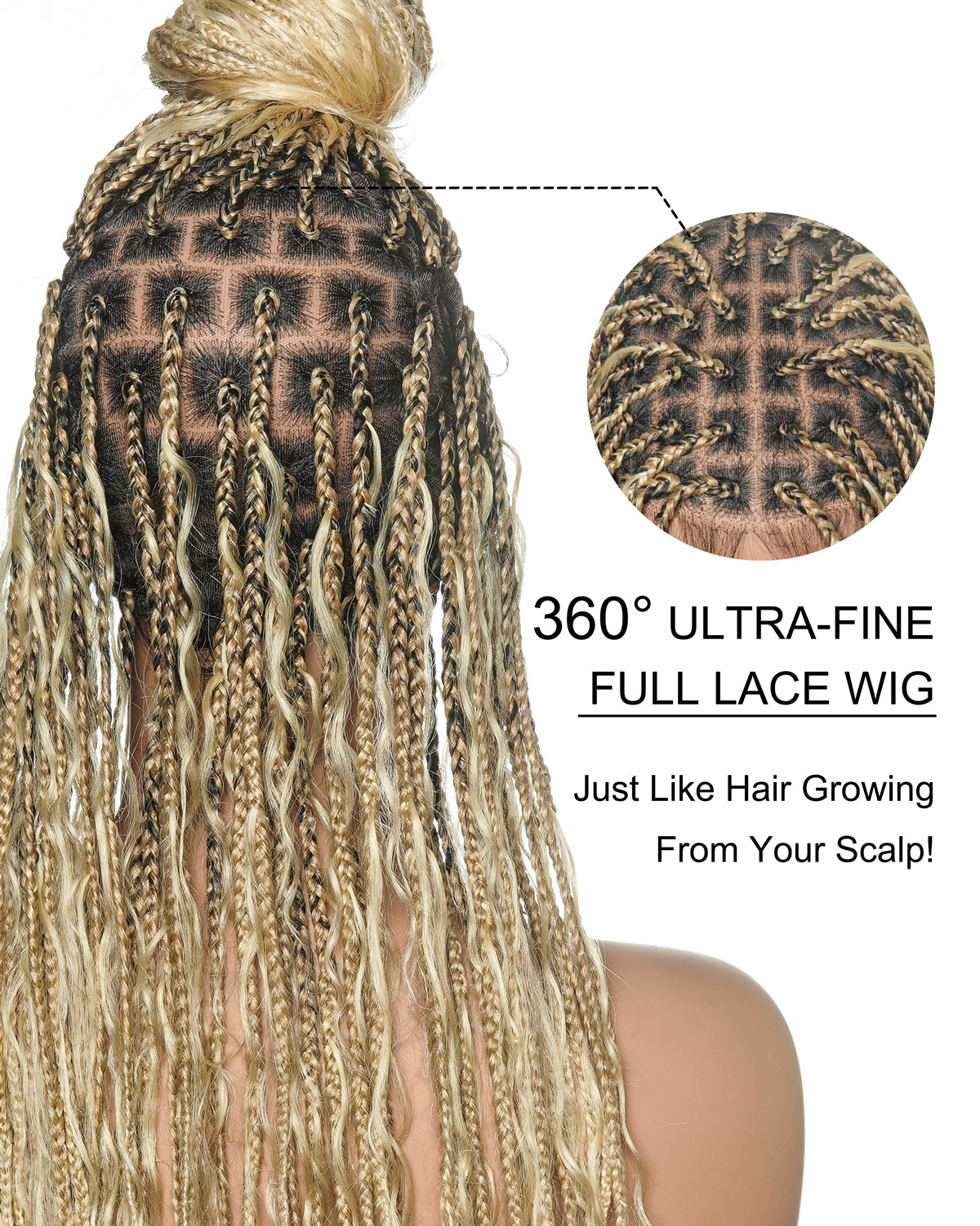 Coco - Glueless Human Hair Braided Wig Pre Cut HD Full Elastic Lace Free Part Ready-To-Go (Lace Not Hand Tied)