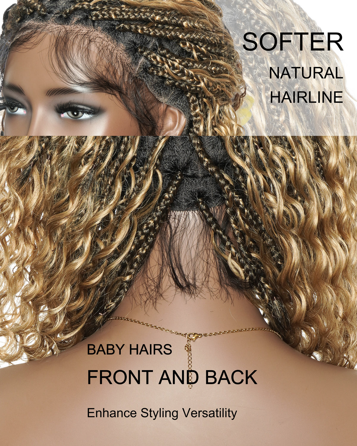 Human Hair Braided Wig Glueless 16" Pre Cut HD Full Elastic Lace Lightweight Ready-To-Go Boho Box Braided Wig