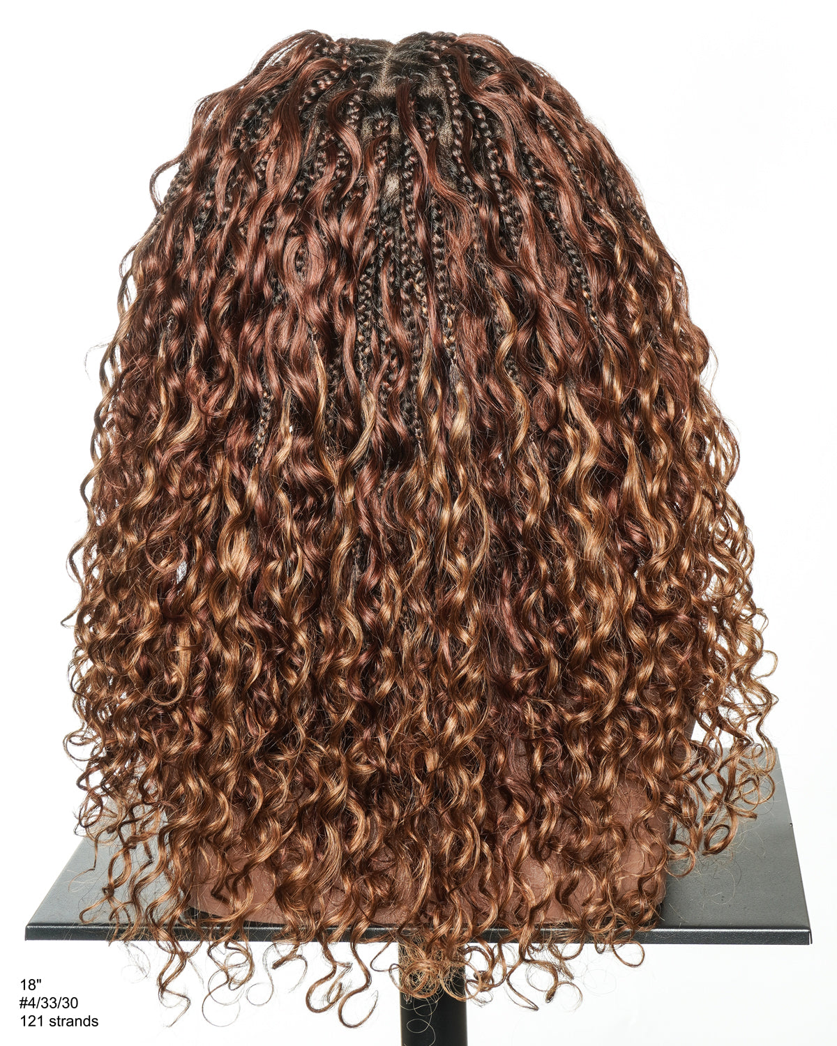 Kiki - Colored 18" Glueless Swiss HD Full Lace Human Hair Curls Boho Box Braided Wig
