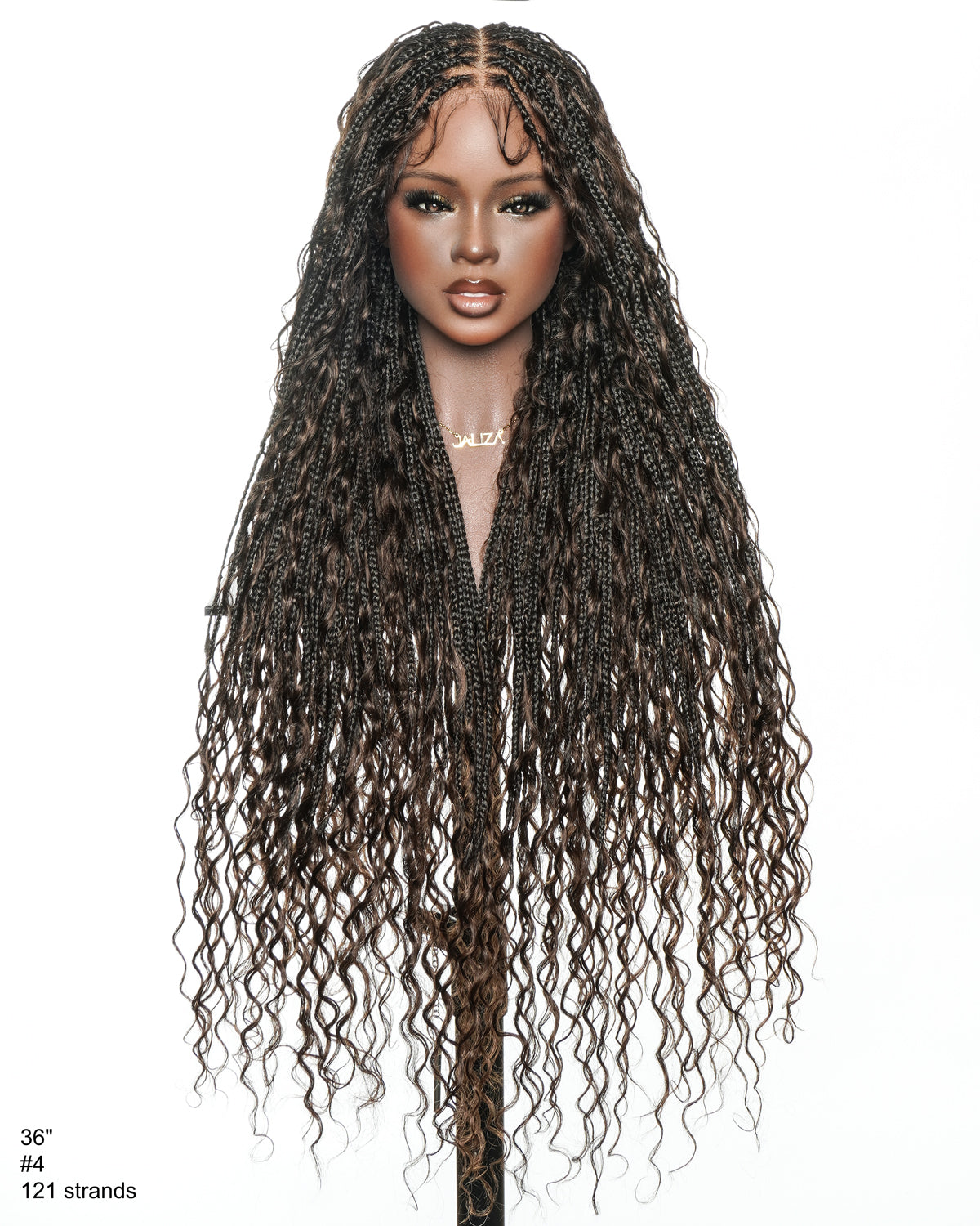 Kiki - 36" Pre Bleached Swiss HD Lace Boho Box Braided Wig