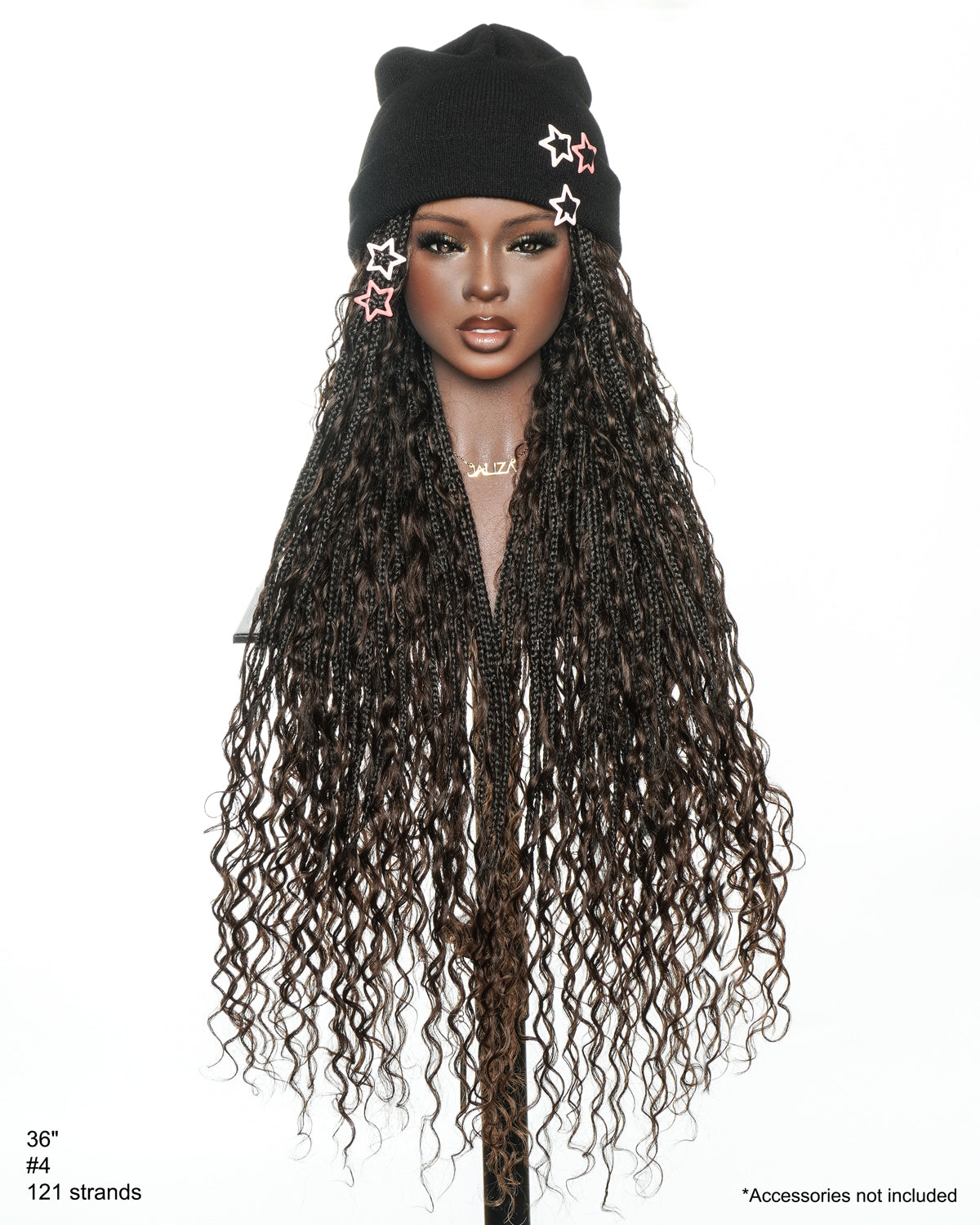 Kiki - 36" Pre Bleached Swiss HD Lace Boho Box Braided Wig