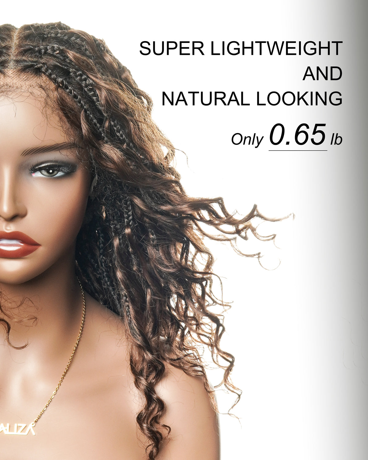 Kiki - Pre Bleached Human Hair Deep Wave Curls Pre Bleached Knotless Swiss HD Full Lace Boho Box Braided Wig