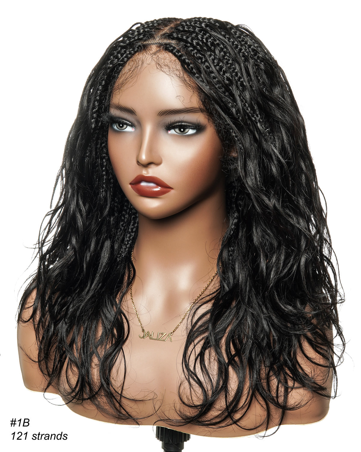 Michelle - Salon-Style Glueless Miracle Braided Wig Pre-Bleached Swiss HD Full Lace Boho Box Braids Bora Bora Human Hair Body Wave Curls