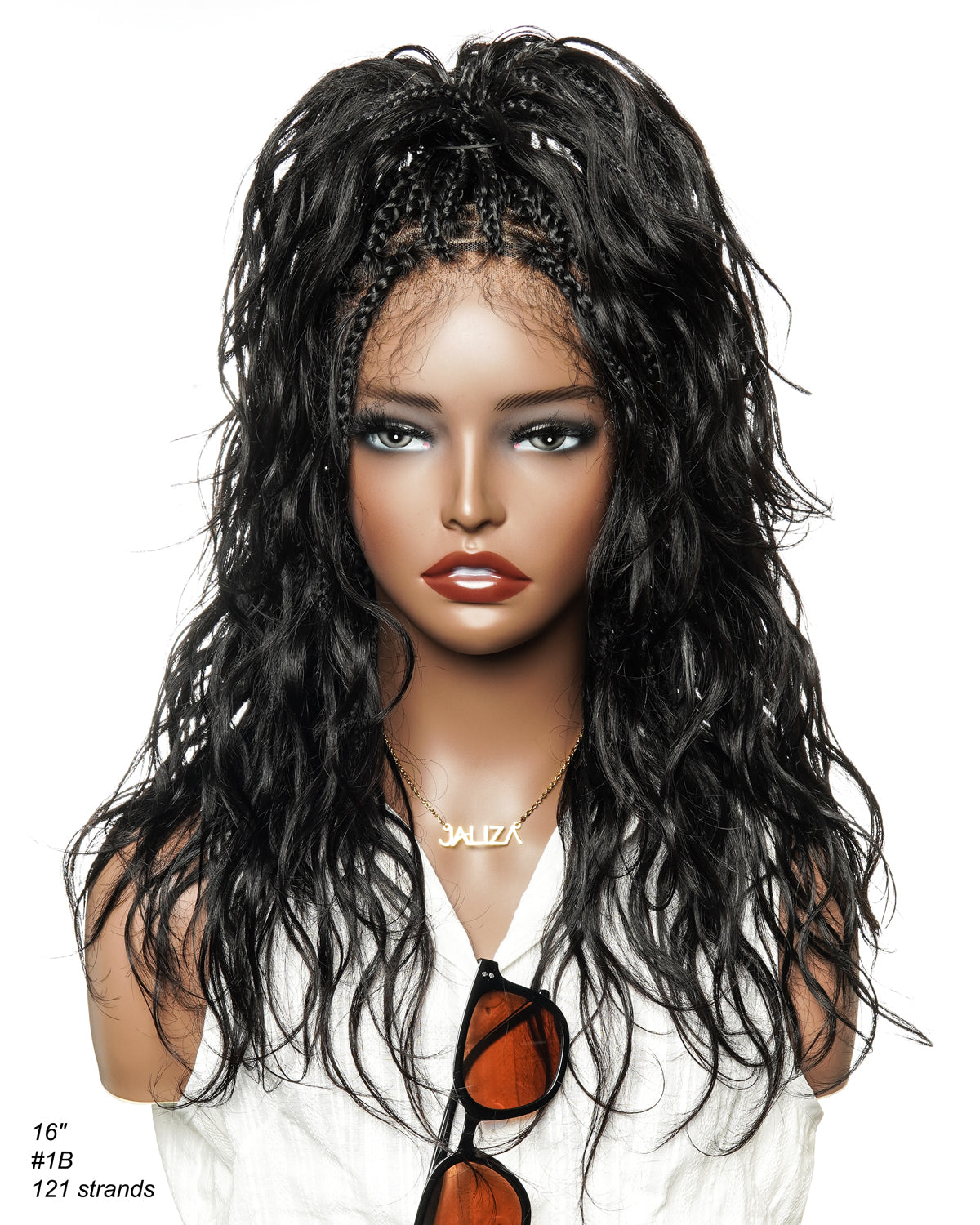 Michelle - Salon-Style Glueless Miracle Braided Wig Pre-Bleached Swiss HD Full Lace Boho Box Braids Bora Bora Human Hair Body Wave Curls