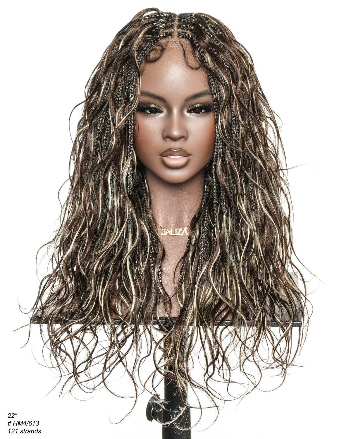 Michelle - Salon-Style Glueless Miracle Braided Wig Pre-Bleached Swiss HD Full Lace Boho Box Braids Bora Bora Human Hair Body Wave Curls