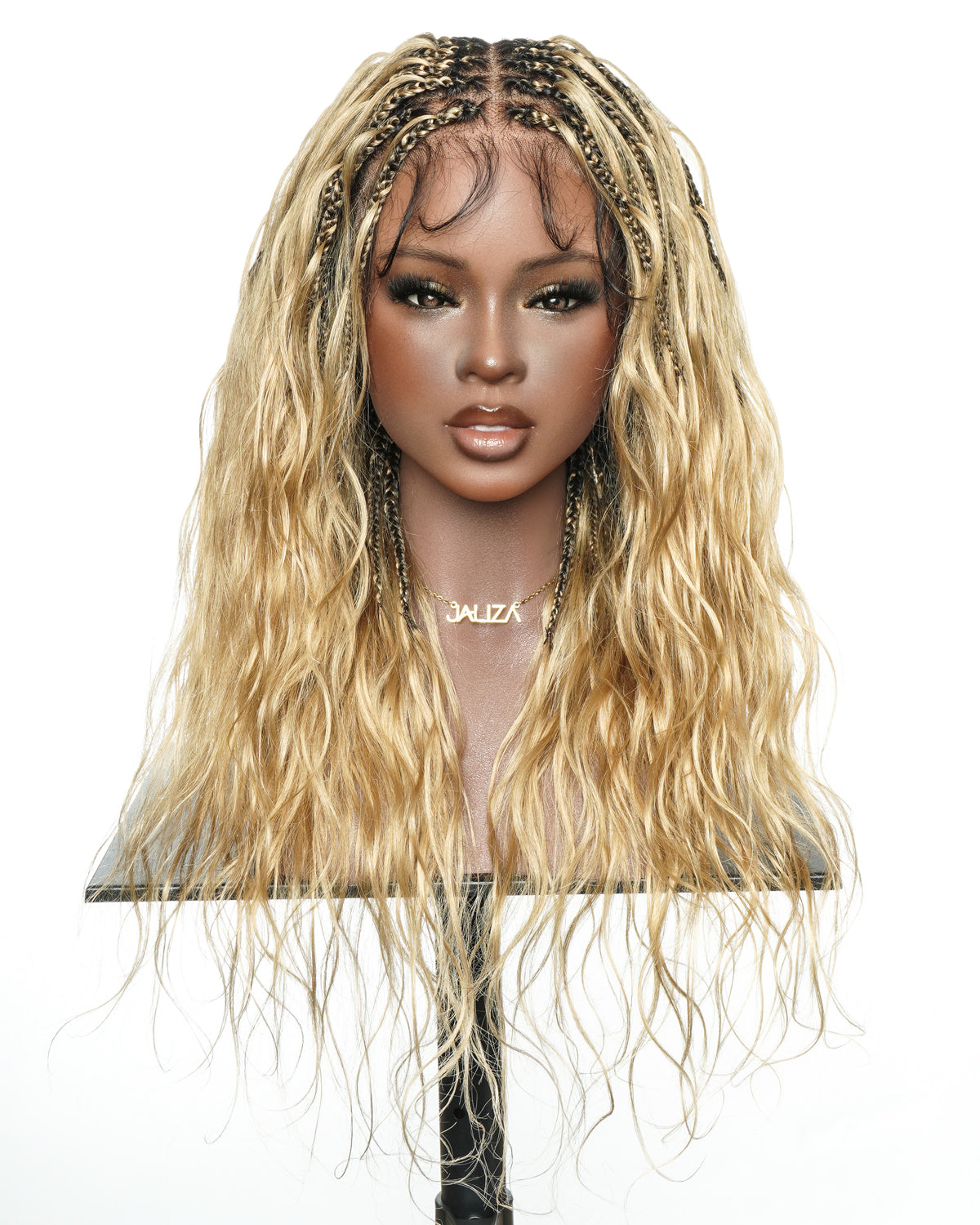 Michelle Salon-Style Honey Blond Glueless Boho Box Braided Wig