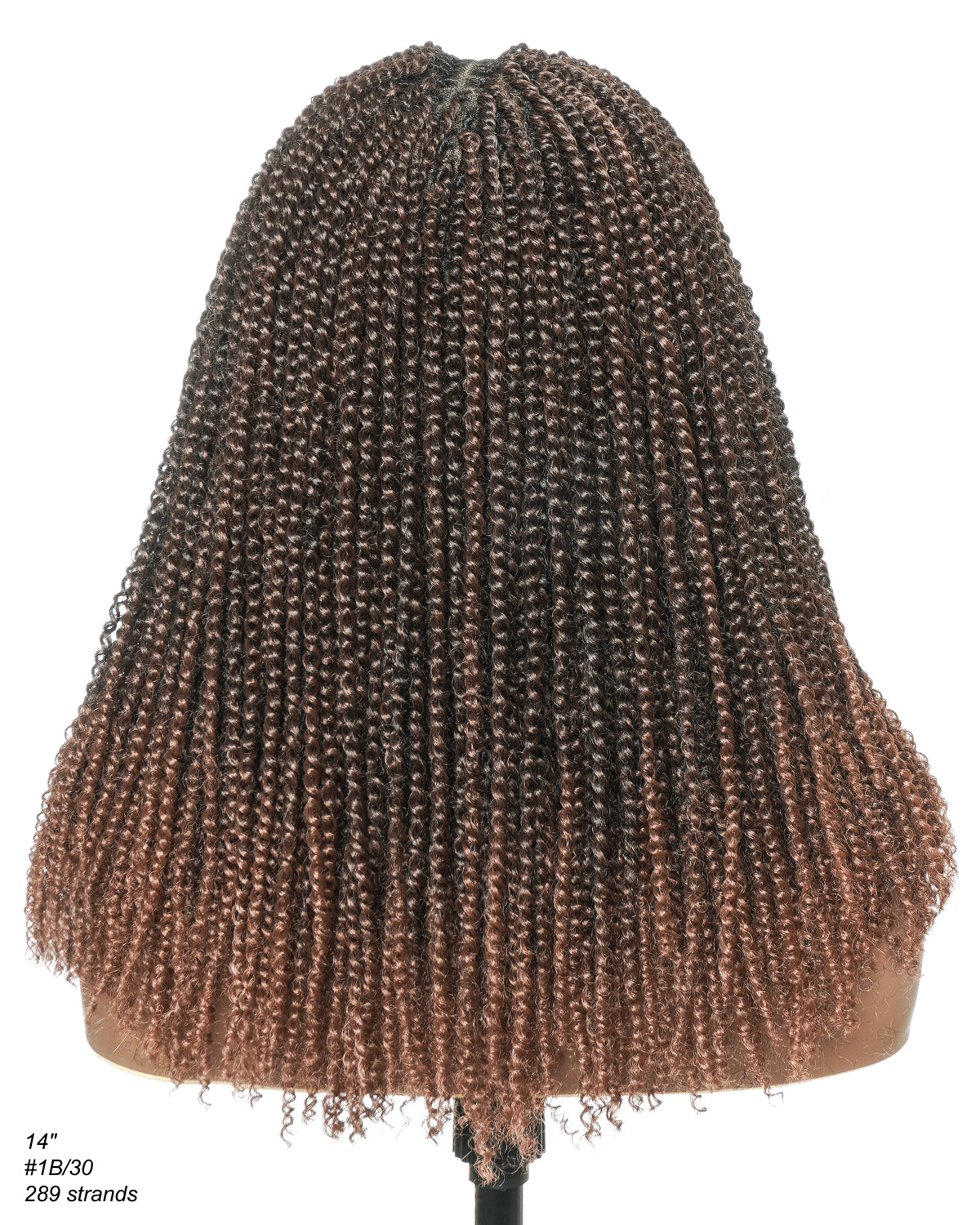Tina - Senegalese Mini Twist Braided Wig 14" Full Hand-tied Swiss HD Lace With Curly Ends - Human Baby Hair