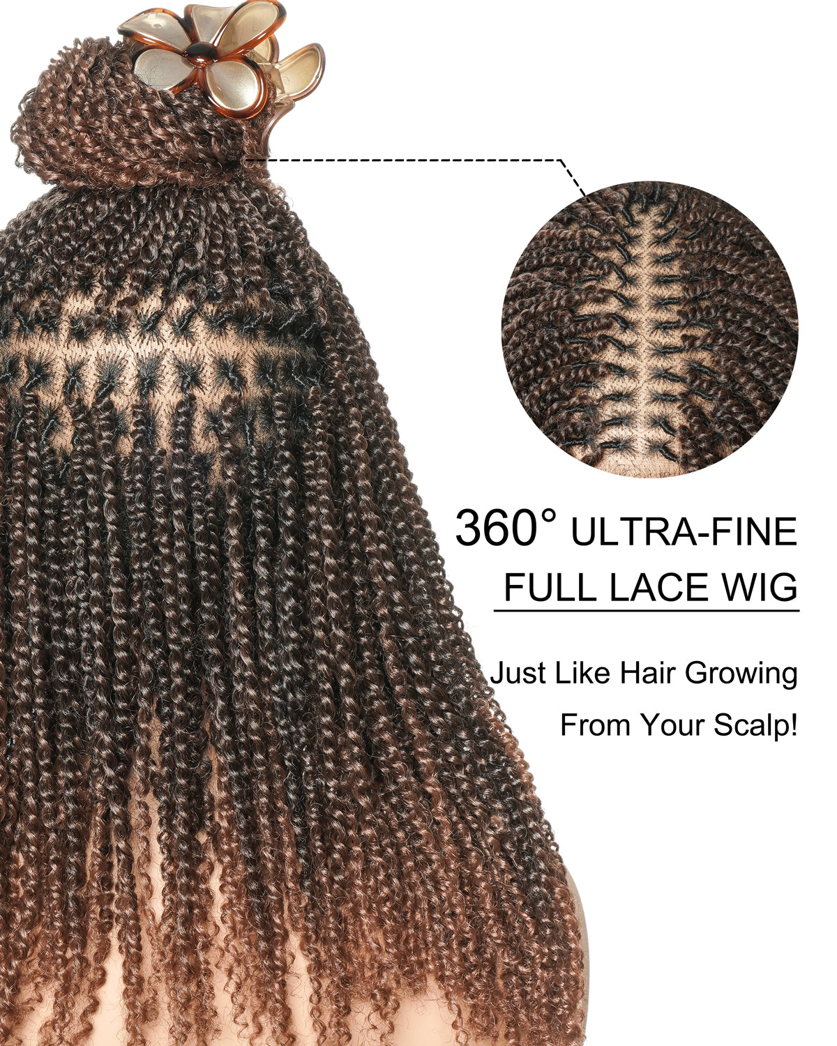 Tina - Senegalese Mini Twist Braided Wig 14" Full Hand-tied Swiss HD Lace With Curly Ends - Human Baby Hair