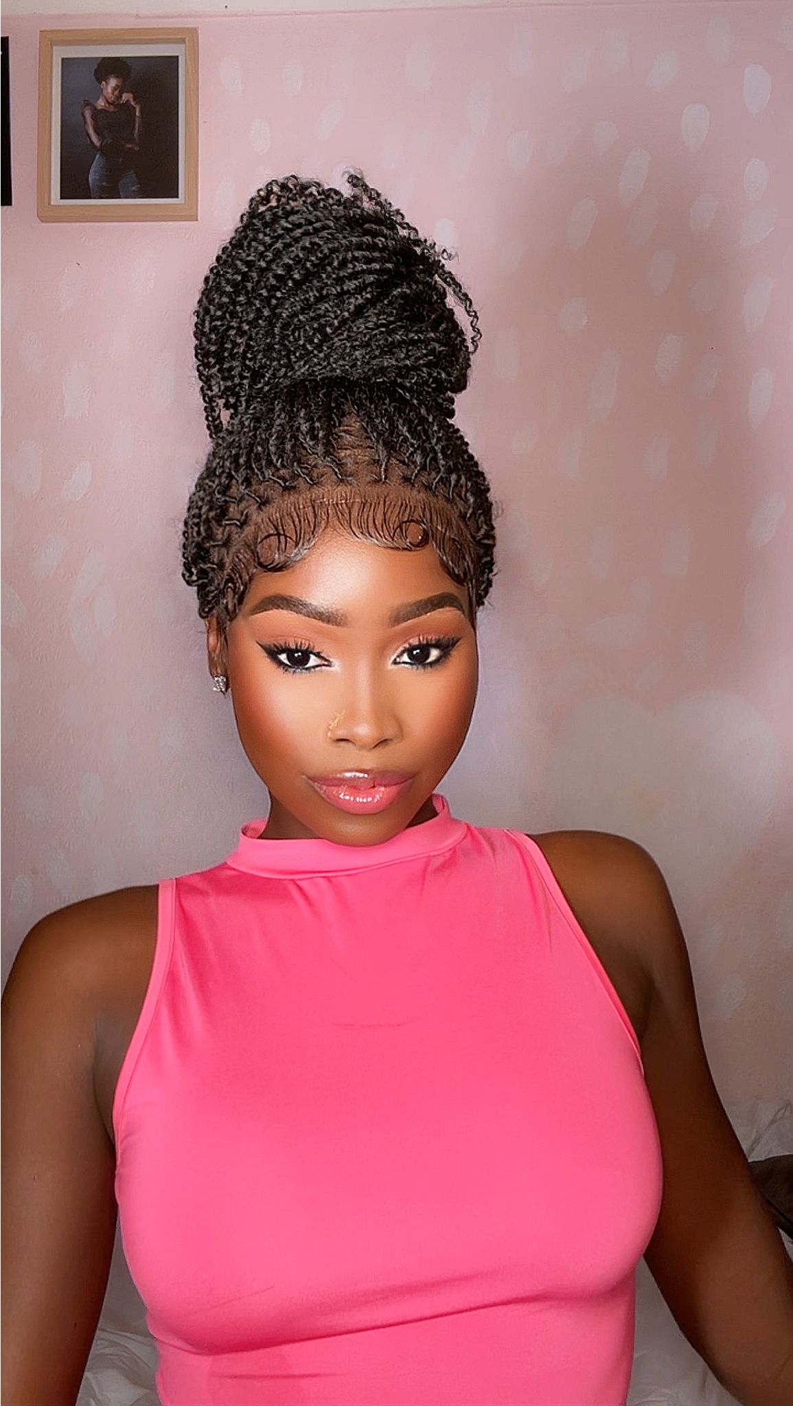 Tina - Senegalese Mini Twist Braided Wig 14" Full Hand-tied Swiss HD Lace With Curly Ends - Human Baby Hair
