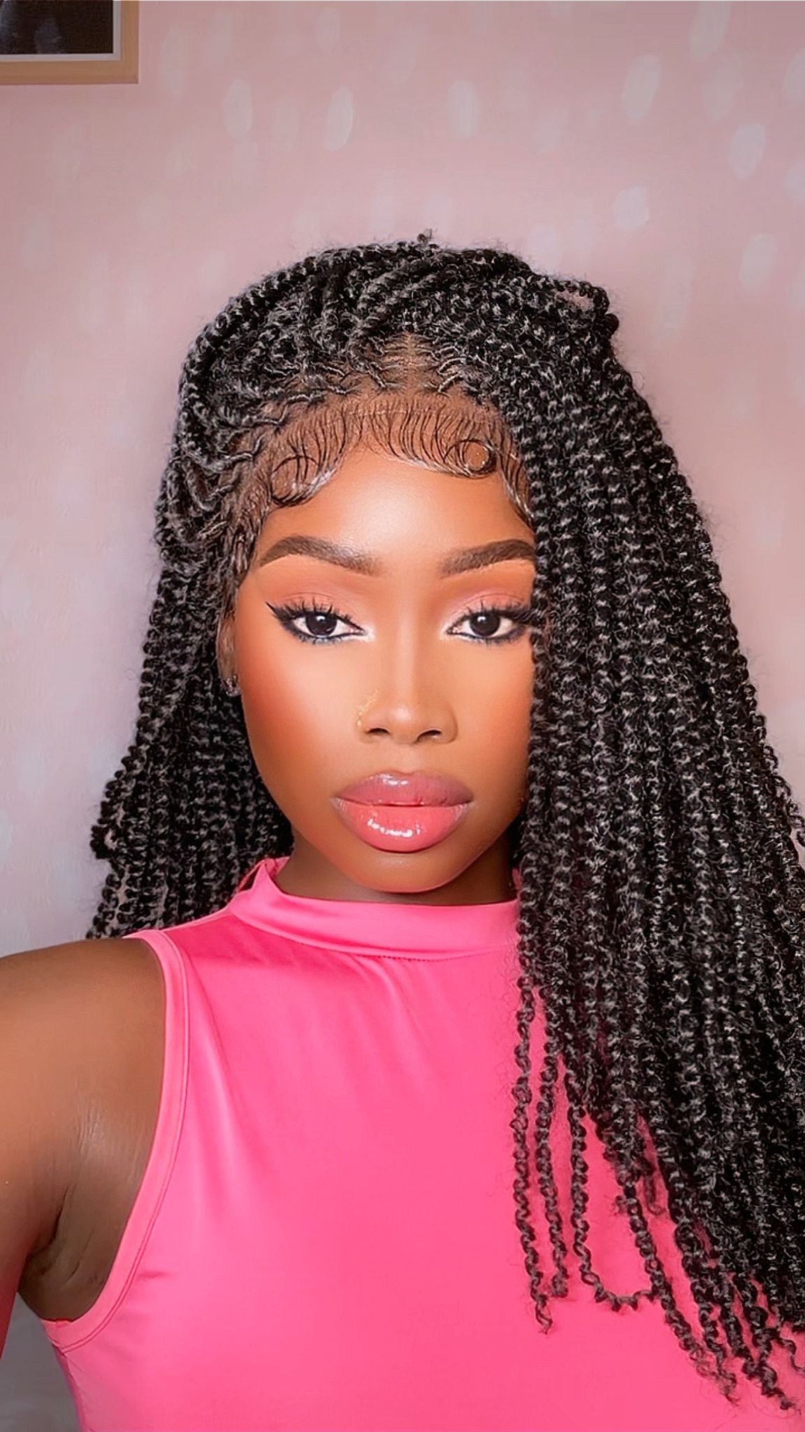 Tina - Senegalese Mini Twist Braided Wig 14" Full Hand-tied Swiss HD Lace With Curly Ends - Human Baby Hair