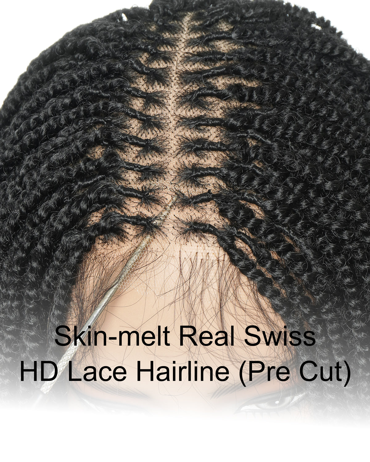 Tina - Senegalese Mini Twist Braided Wig 14" Full Hand-tied Swiss HD Lace With Curly Ends - Human Baby Hair