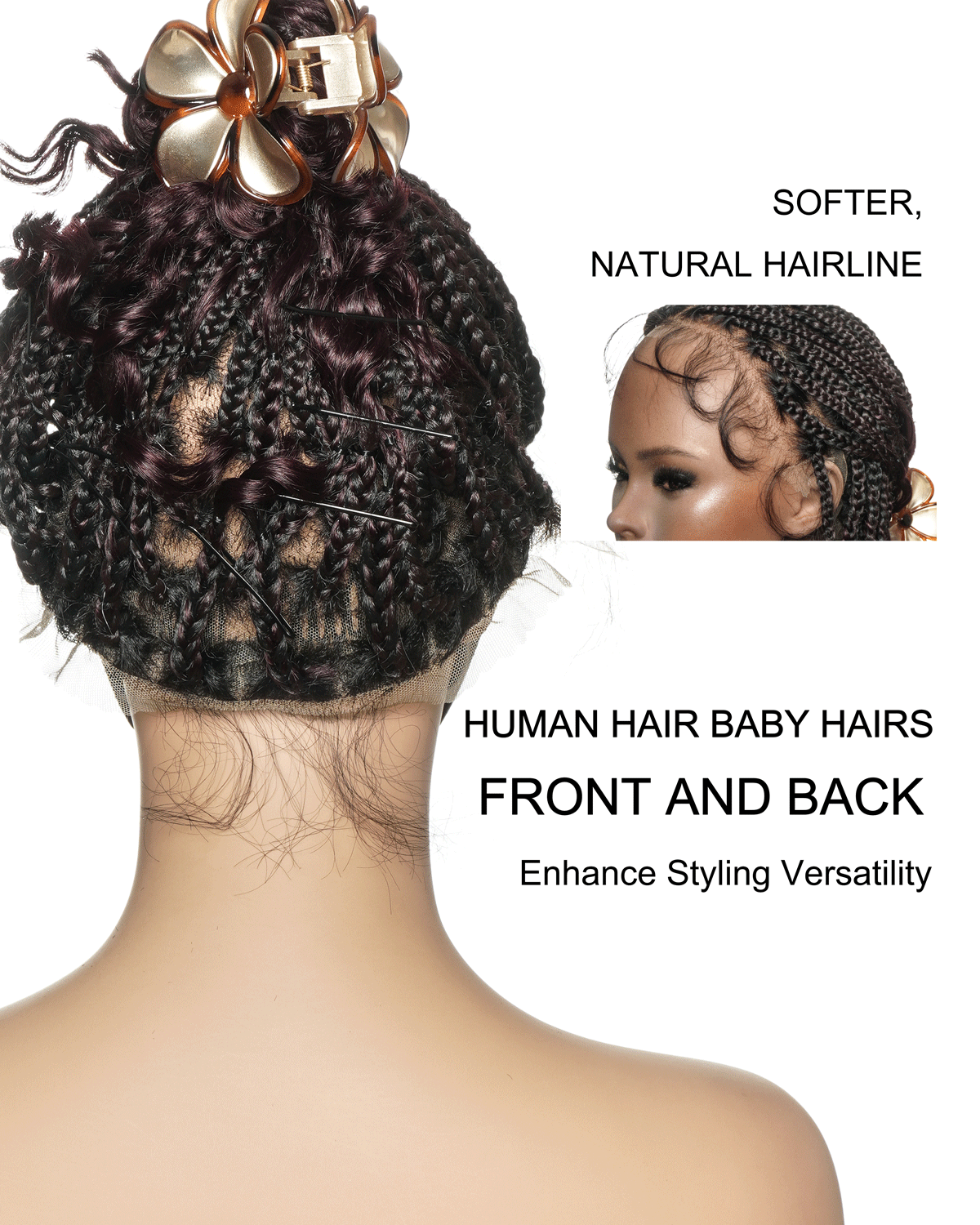 Nina - Short Pre Bleached Swiss HD Full Lace Knotless Box Braided Wig With Human Hair Curly Ends
