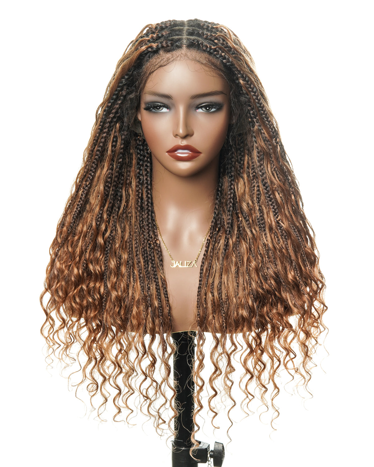 24" Swiss HD Full Lace Lightweight Human Hair Curls Boho Box Braided Wig