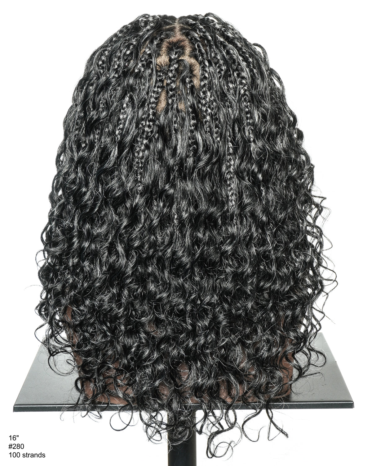 16" Salt & Pepper Deep Wave Curls Glueless HD Full Lace Boho Box Braided Wig – Human Hair & Synthetic Blend