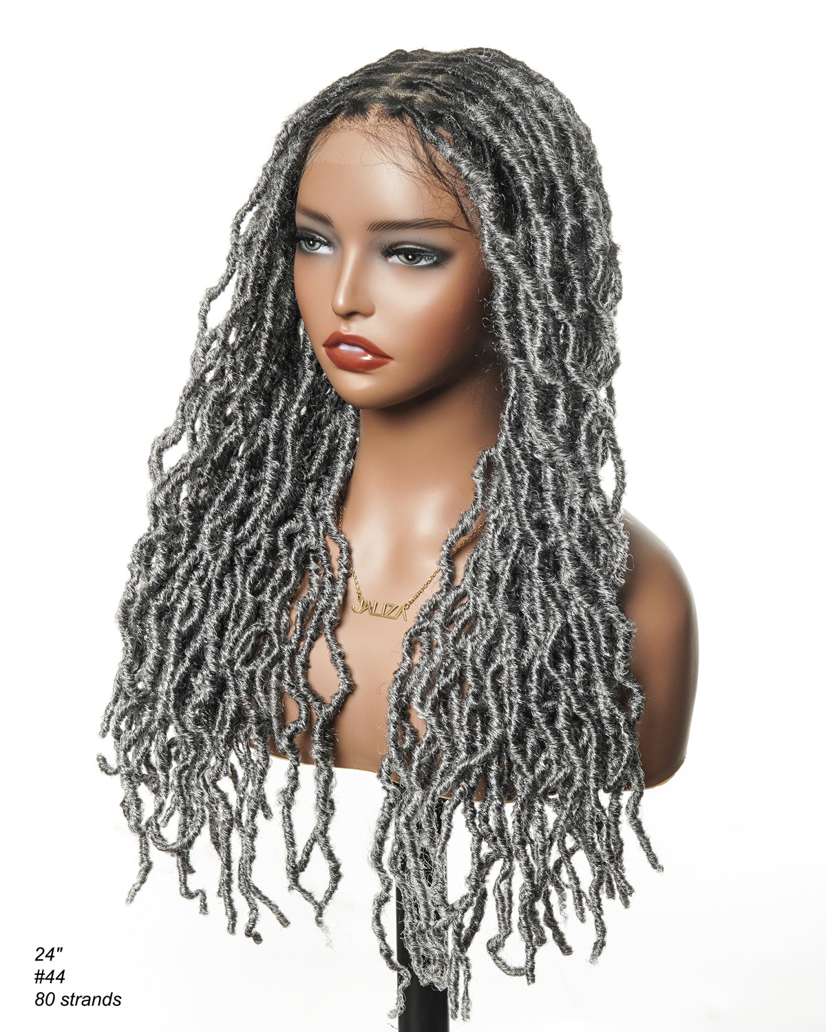 24" Salon-level Salt & Pepper Knotless Locs HD Full Lace Wig With Flat Roots