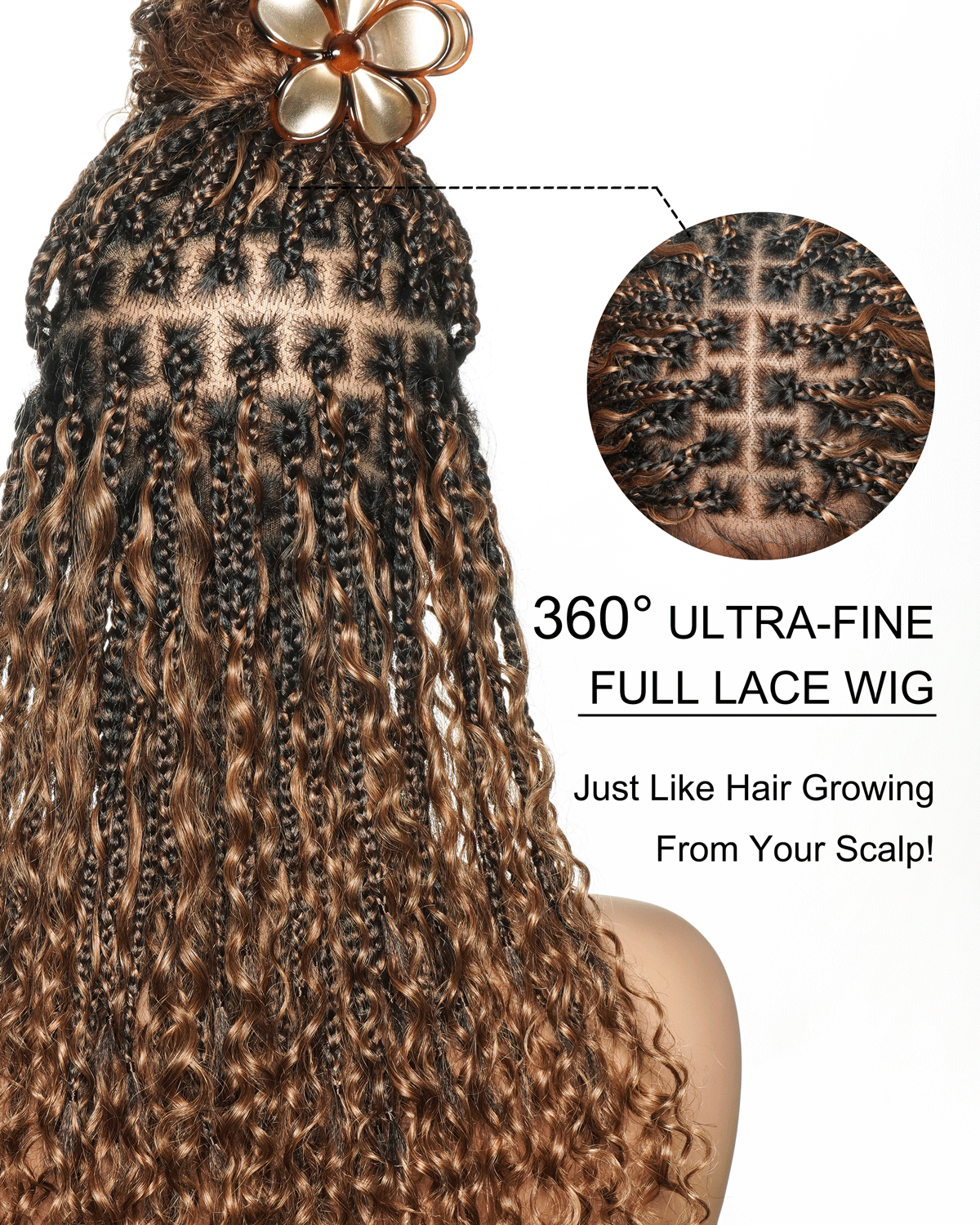 22 Inch Pre Bleached Water Wave Boho Box Braided Wig