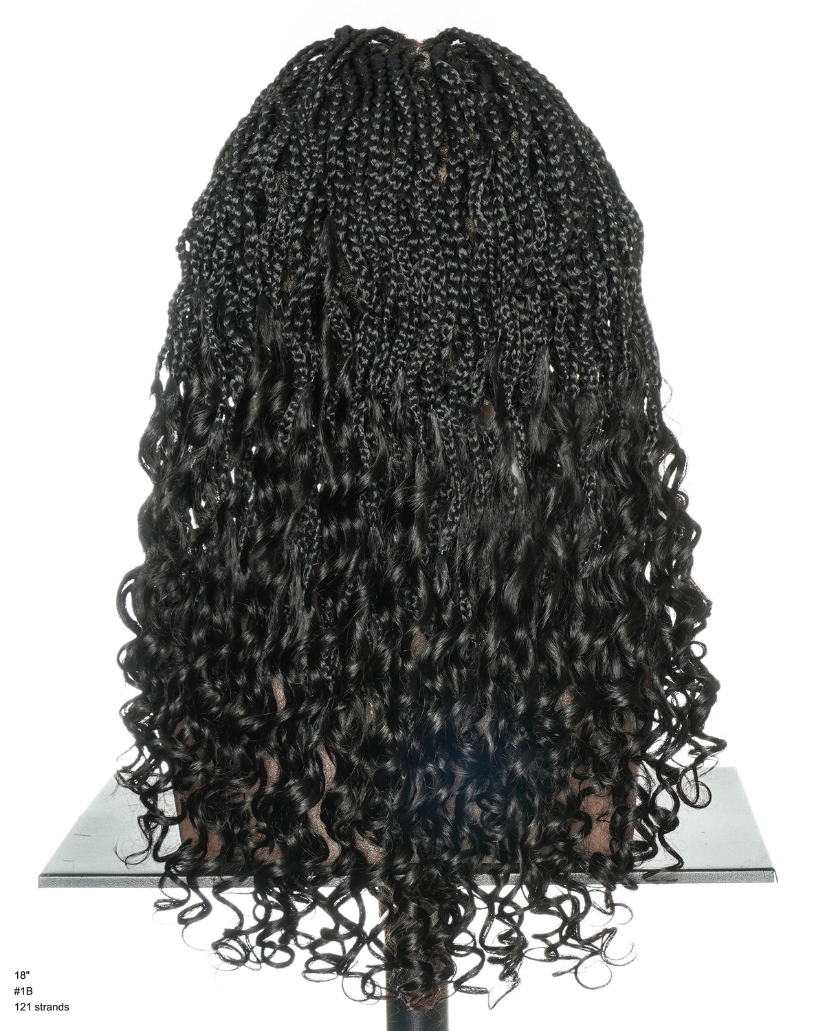 18" Lightweight Wave Box Braided Wig with Human Hair Curly Ends