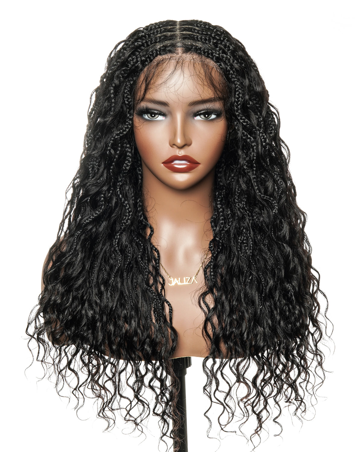 Wavina - 24 Inches Wavy Box Braids with Human Hair Cascading Boho Waves Boho Box Braided Wig