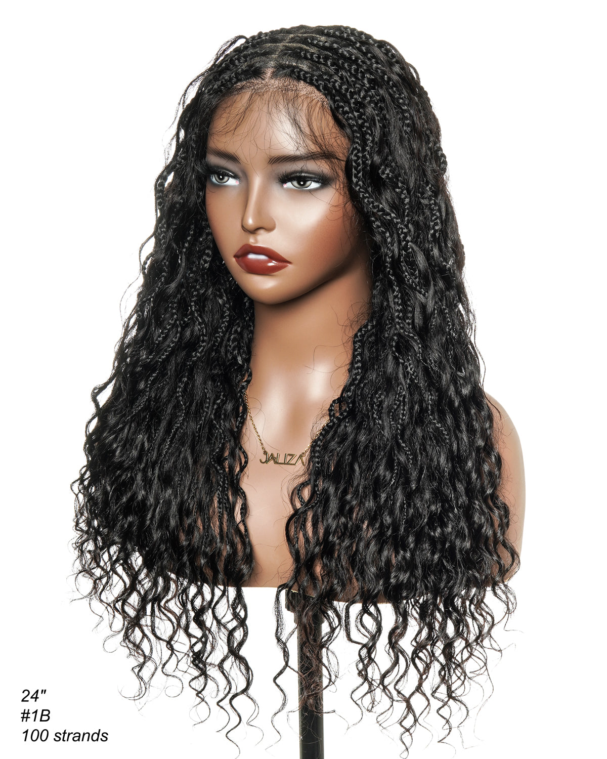 Wavina - 24 Inches Wavy Box Braids with Human Hair Cascading Boho Waves Boho Box Braided Wig