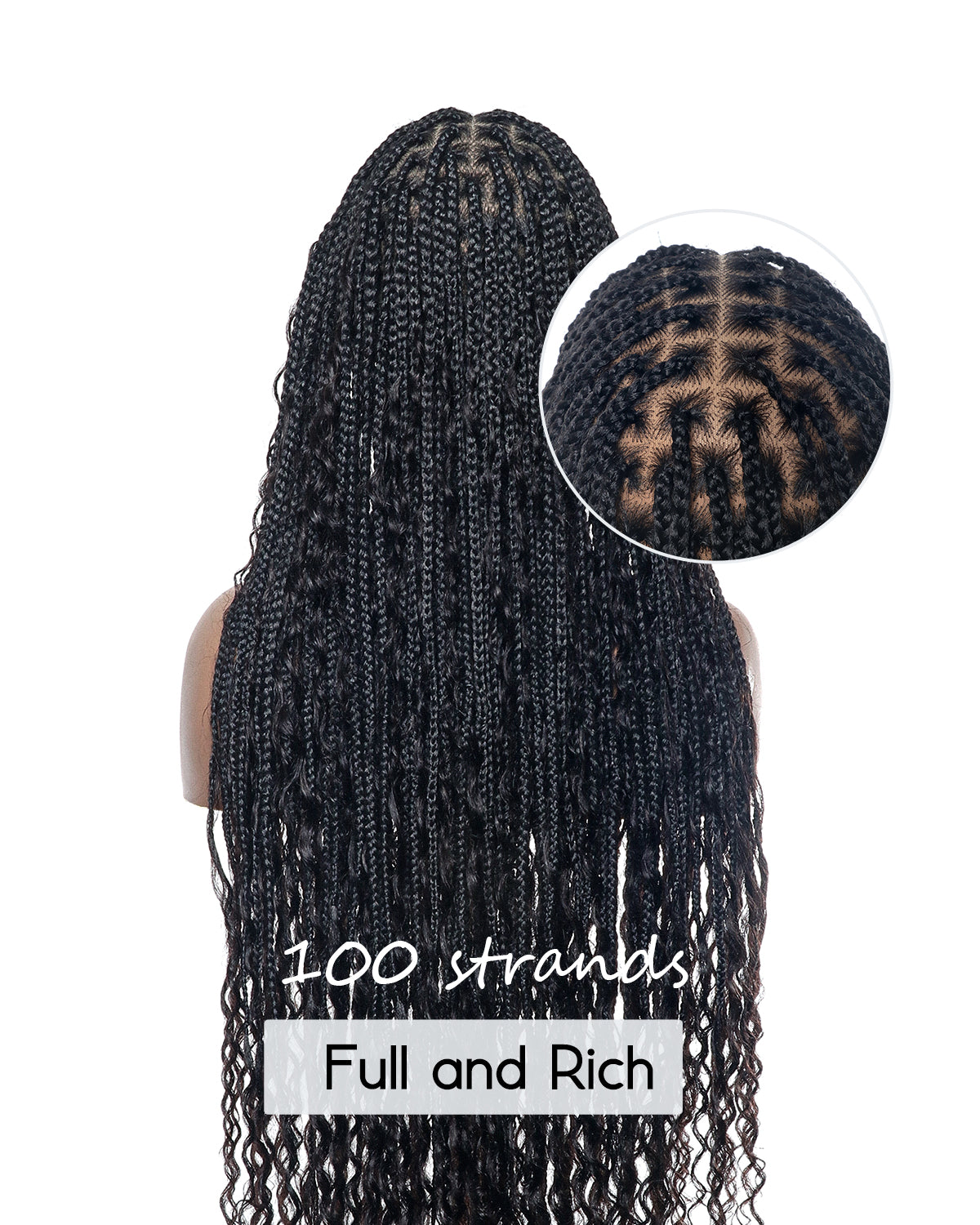 Kiki -  36"  Pre Bleached Swiss HD Lace Boho Box Braided Wig