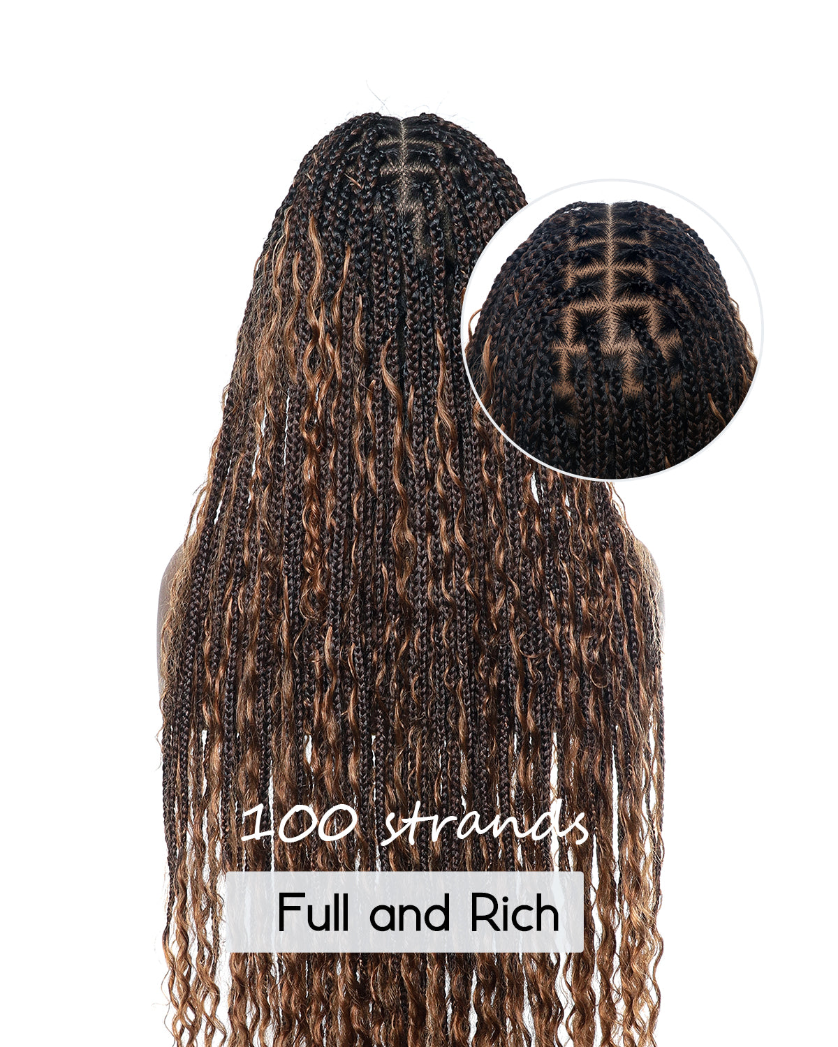 Kiki -  36"  Pre Bleached Swiss HD Lace Boho Box Braided Wig