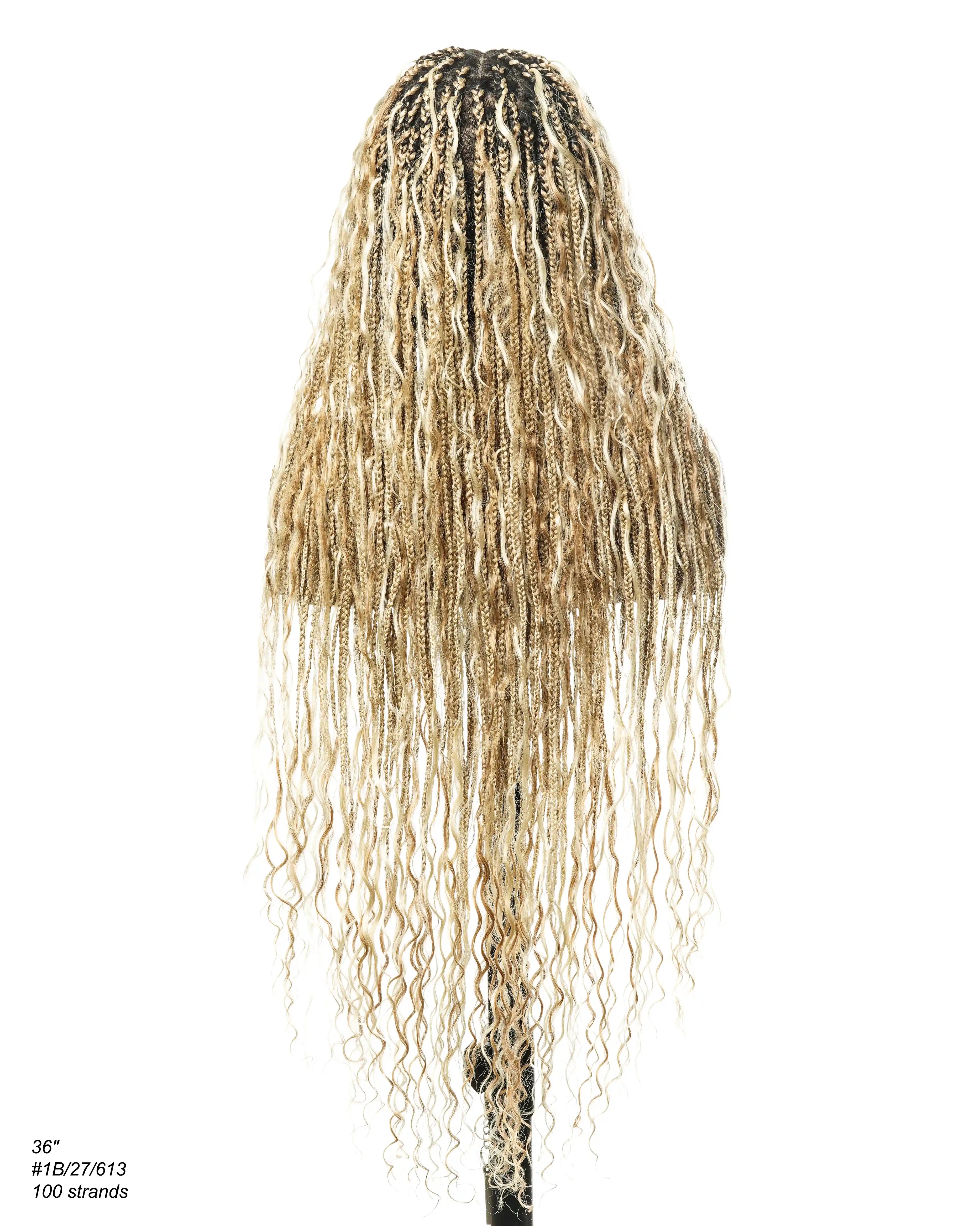 Kiki -  36"  Pre Bleached Swiss HD Lace Boho Box Braided Wig