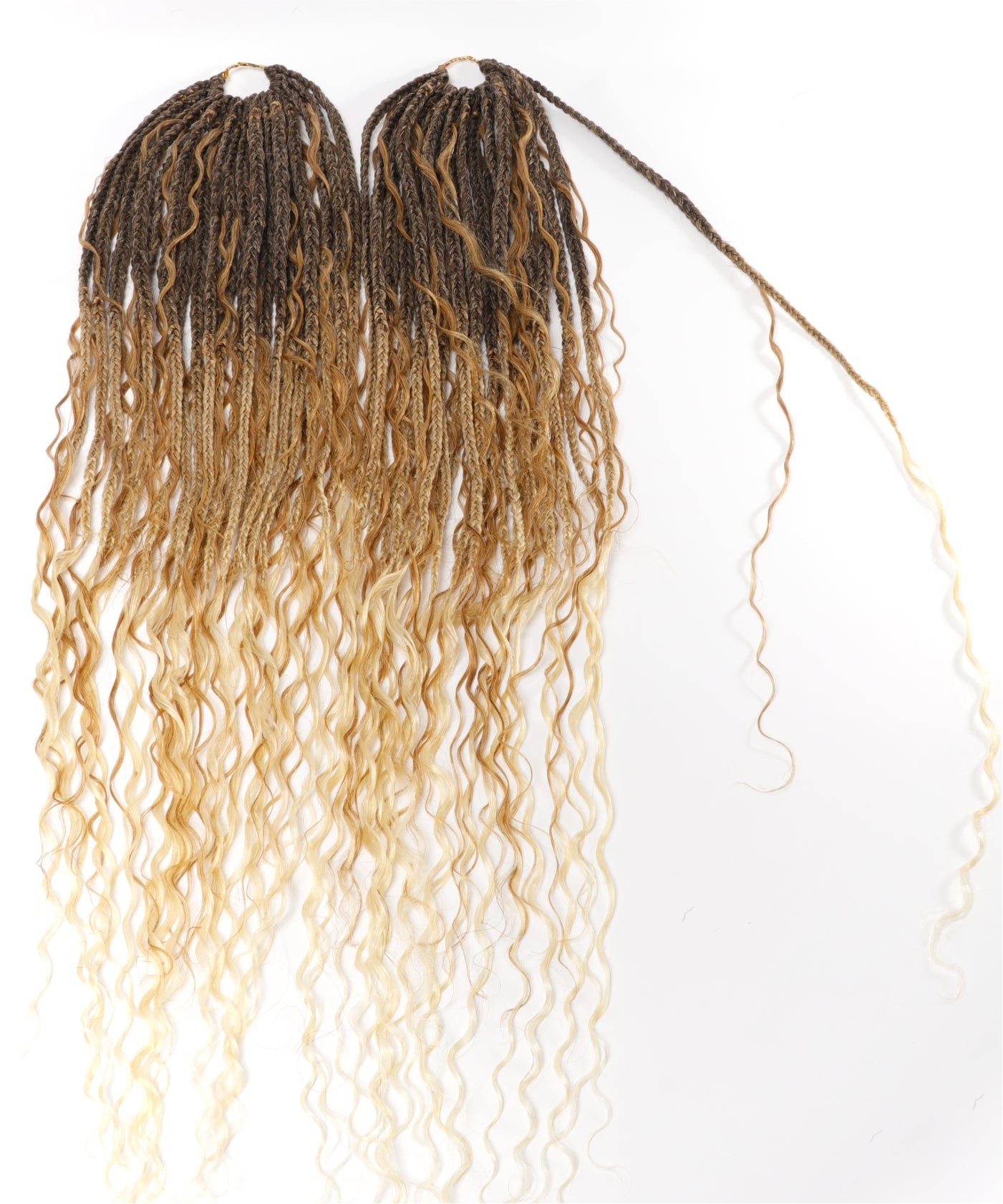 24" Pre Looped Crochet Boho Box Braids With Deep Wave Human Hair Curls - 80 Strands/Pack