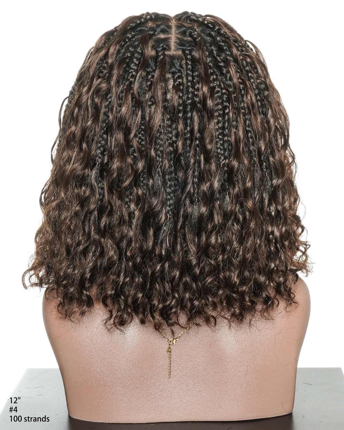 Kiki Bob - 12" Pre Bleached Swiss HD Full Lace Bob Boho Box Braided Wig With Human Hair Boho Curls