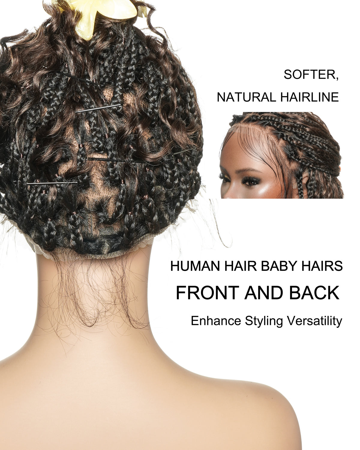 Kiki Bob - 12" Pre Bleached Swiss HD Full Lace Bob Boho Box Braided Wig With Human Hair Boho Curls