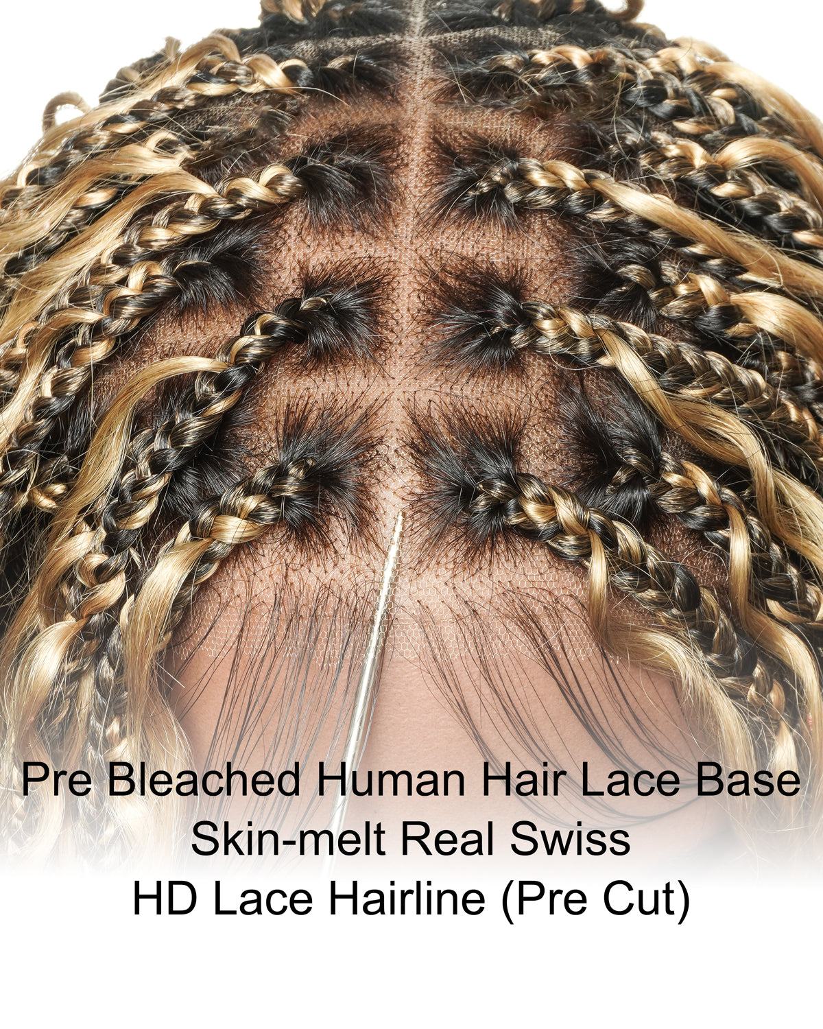 Kiki Bob - 12" Pre Bleached Swiss HD Full Lace Bob Boho Box Braided Wig With Human Hair Boho Curls