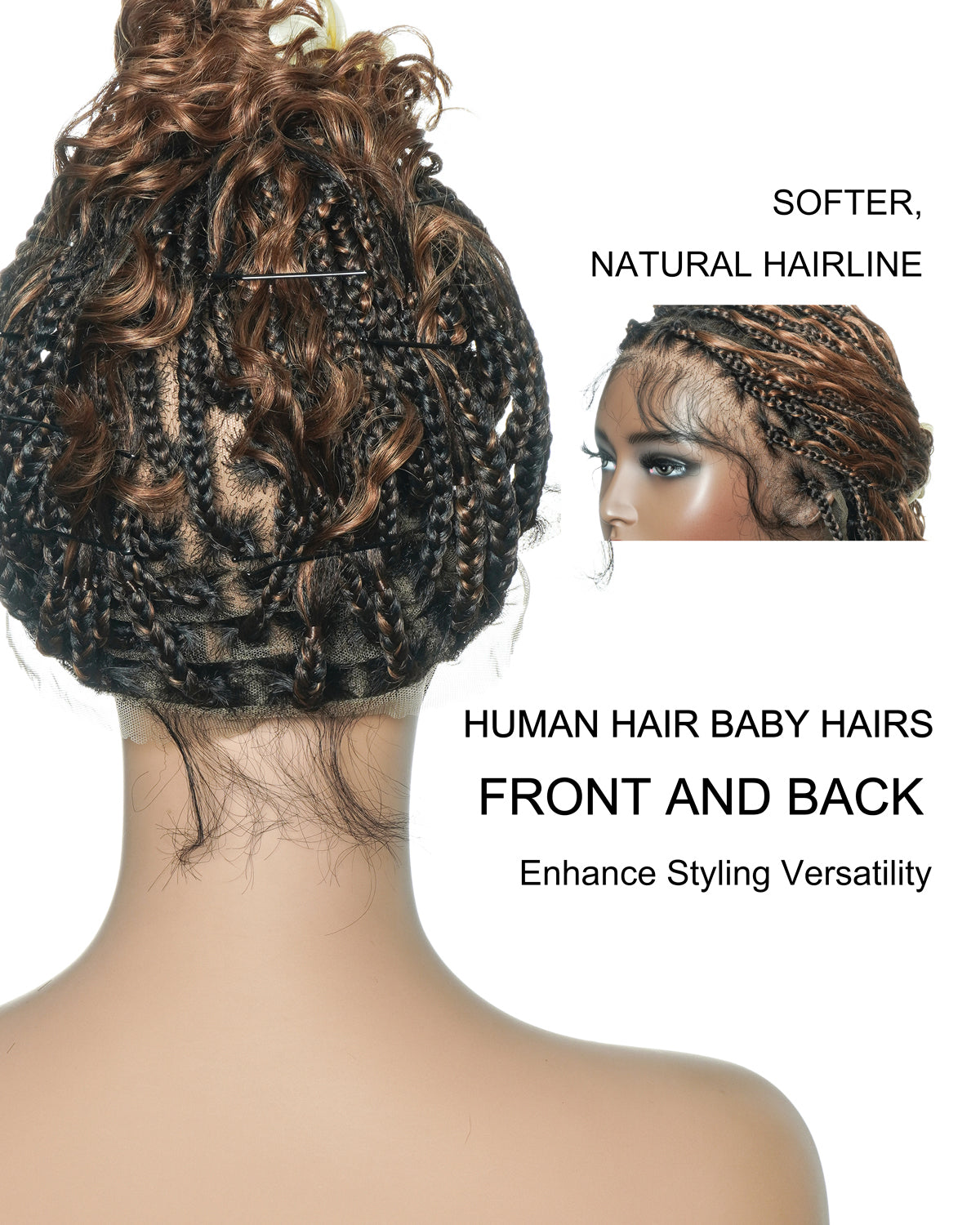 Kiki Bob - 12" Pre Bleached Swiss HD Full Lace Bob Boho Box Braided Wig With Human Hair Boho Curls