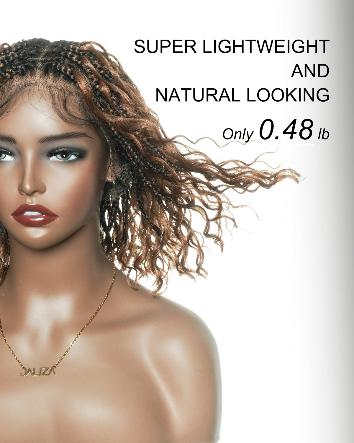 Kiki Bob - 12" Pre Bleached Swiss HD Full Lace Bob Boho Box Braided Wig With Human Hair Boho Curls