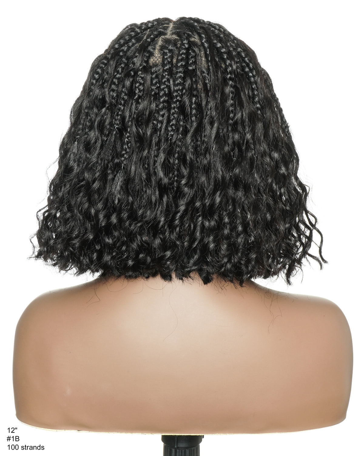 Kiki Bob - 12" Pre Bleached Swiss HD Full Lace Bob Boho Box Braided Wig With Human Hair Boho Curls