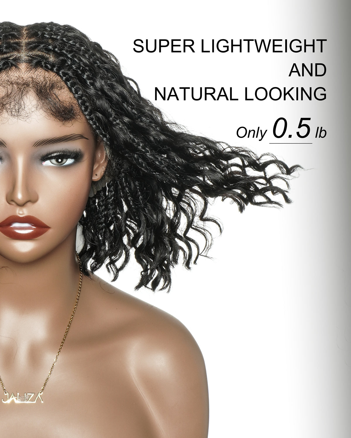 Kiki Bob - 12" Pre Bleached Swiss HD Full Lace Bob Boho Box Braided Wig With Human Hair Boho Curls