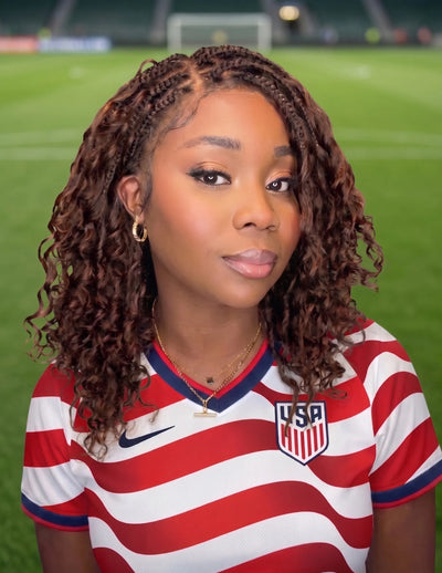 Kiki - 16" Pre Bleached Swiss HD Lace Human Hair Curls Full Lace Knotless Boho Box Braided Wig
