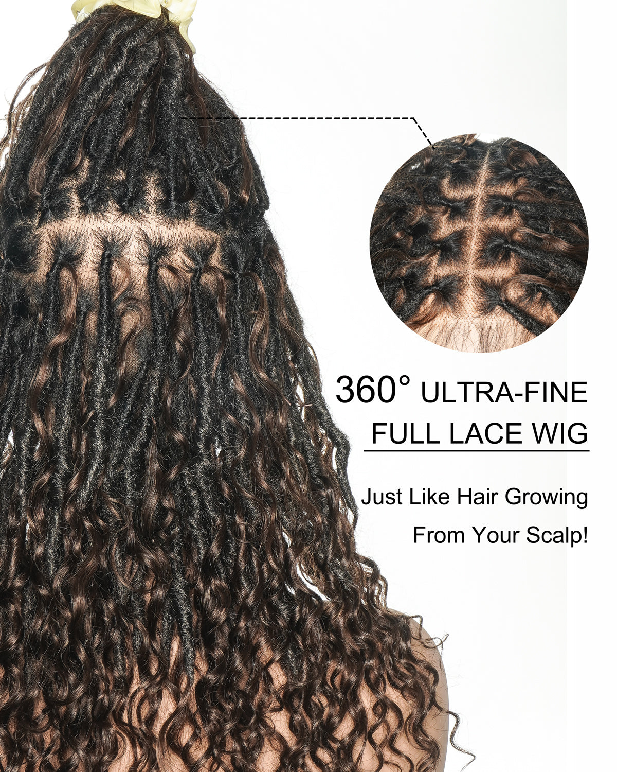 Lola - 16" Pre Bleached Swiss HD Full Lace Boho Locs Wig With Human Hair Boho Curls