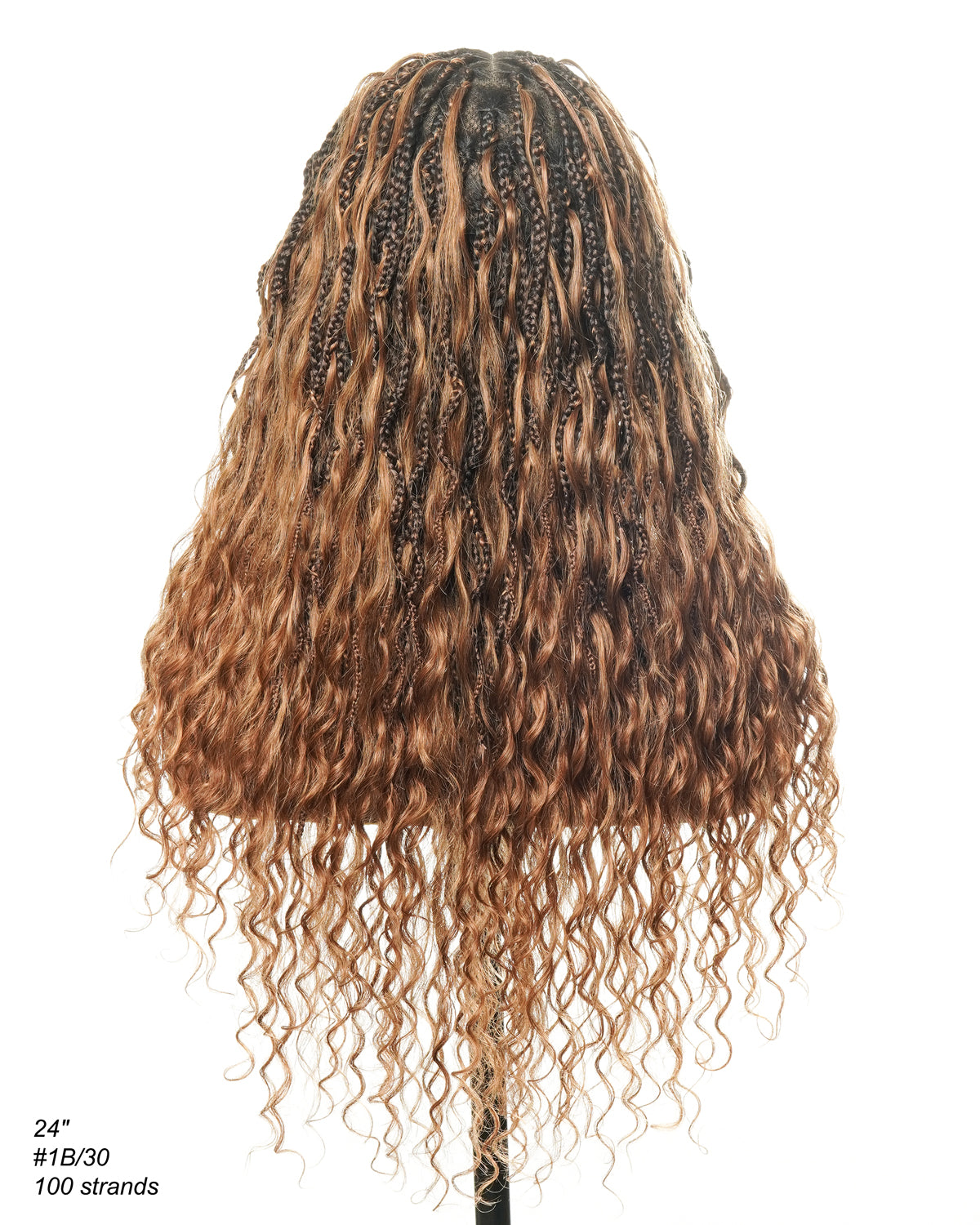 Wavina - 24 Inches Wavy Box Braids with Human Hair Cascading Boho Waves Boho Box Braided Wig